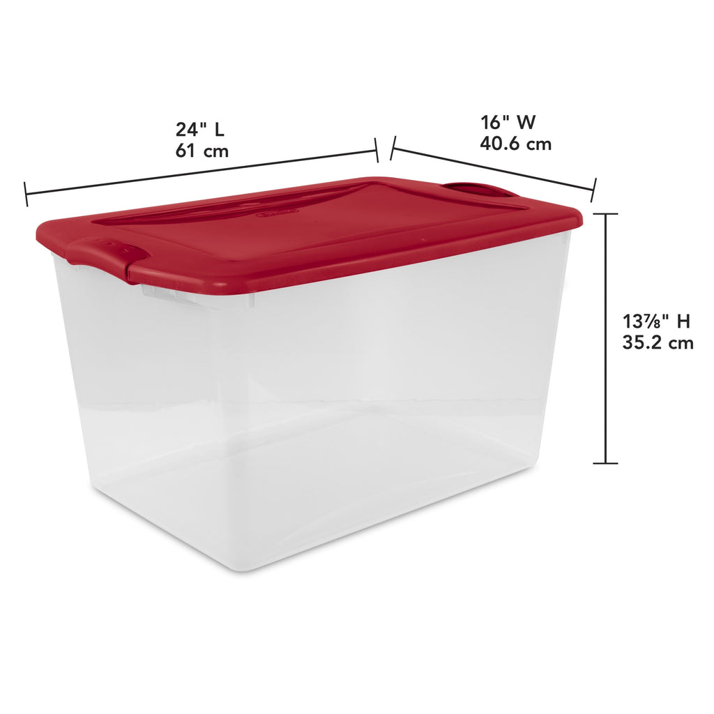 66 Quart Large Latching Storage Bin, Clear Plastic Storage Container with Latch Lid, Blue