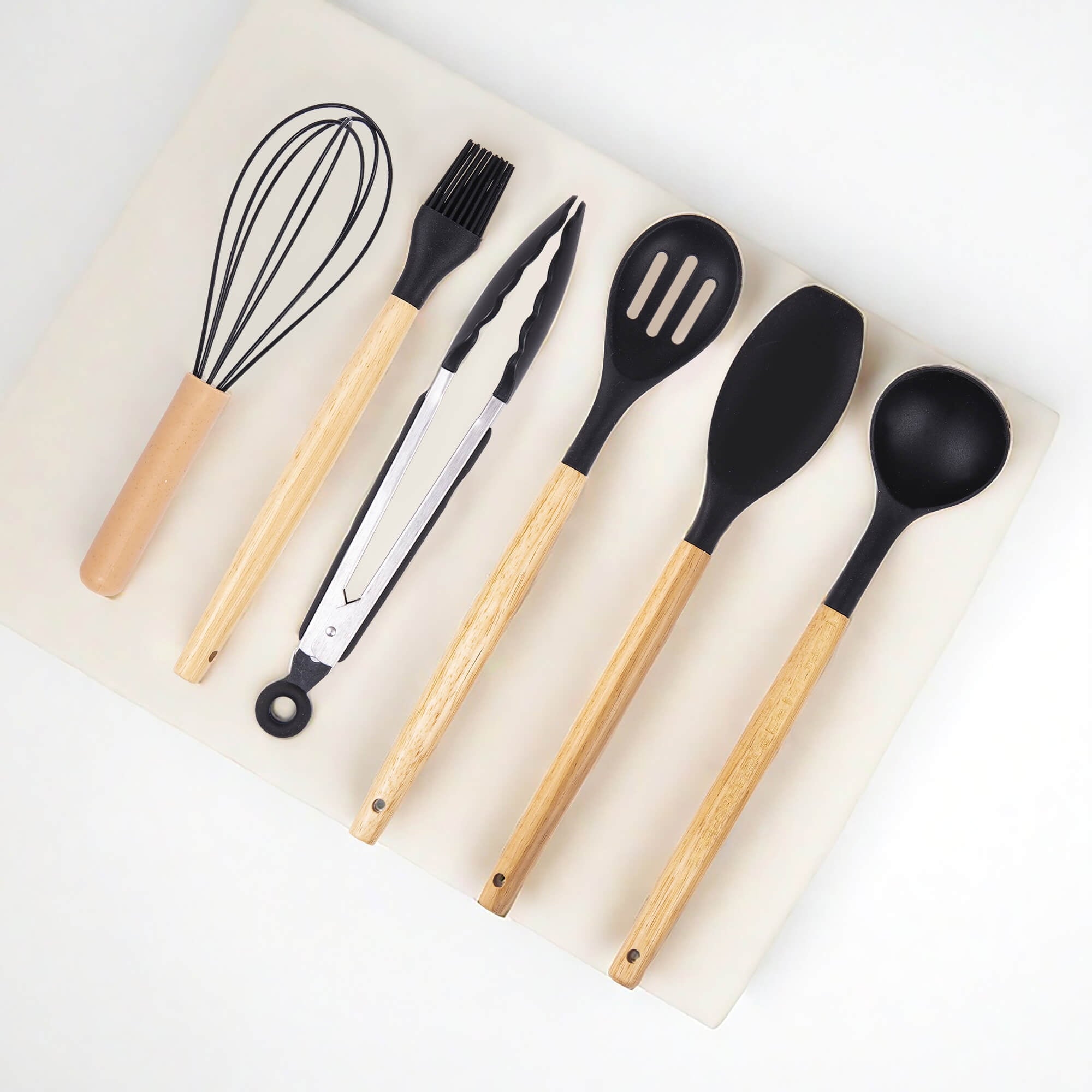 19-Piece Silicone Kitchen Utensil & Knife Set - Heat-Resistant Cooking Tools Non-Stick Safe Gift for Mom or Women Black