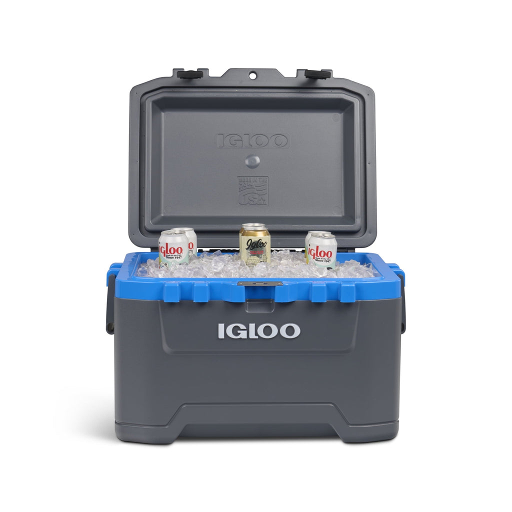 52 QT Overland Ice Chest Cooler with Wheels, Gray and Blue