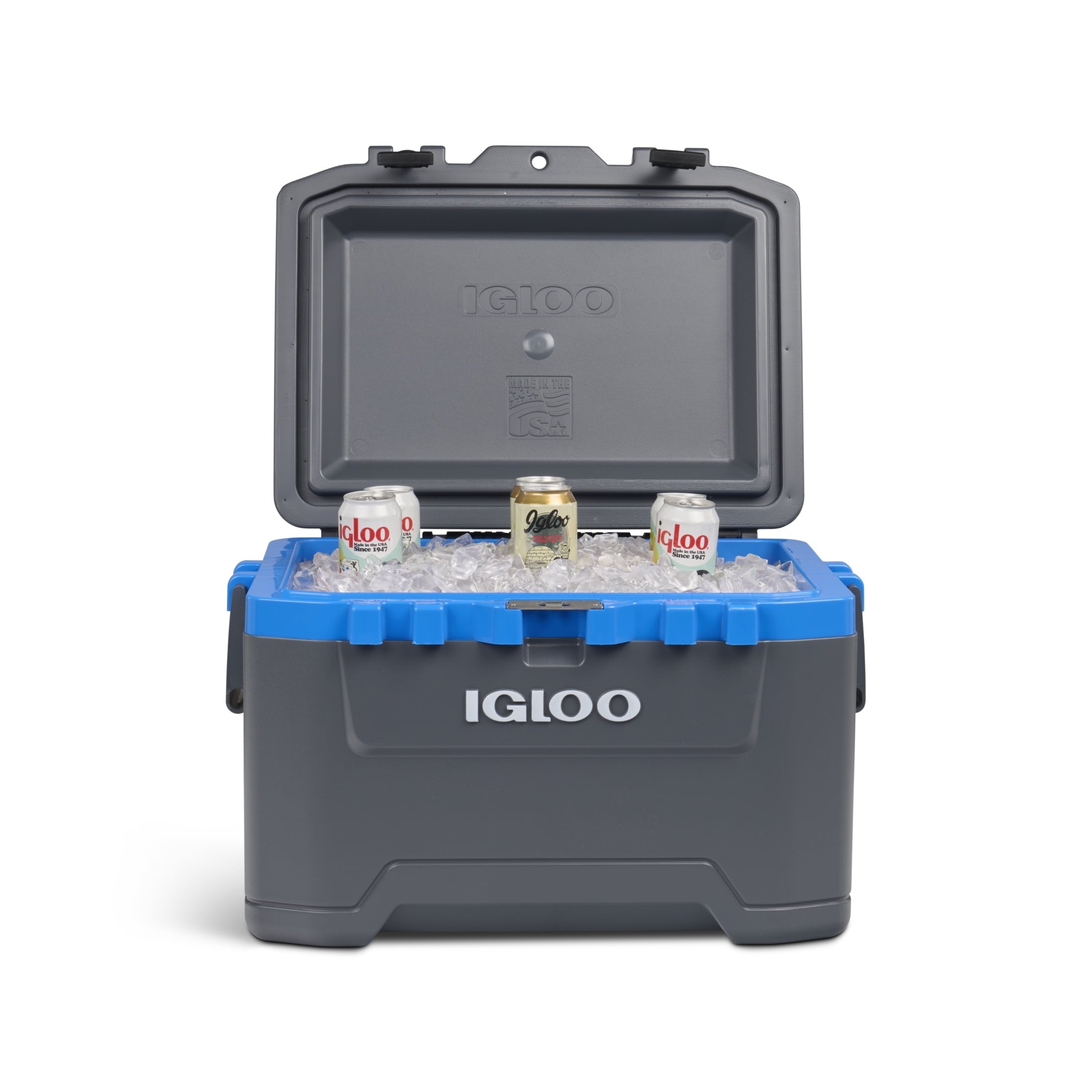 52 QT Overland Ice Chest Cooler with Wheels, Gray and Blue