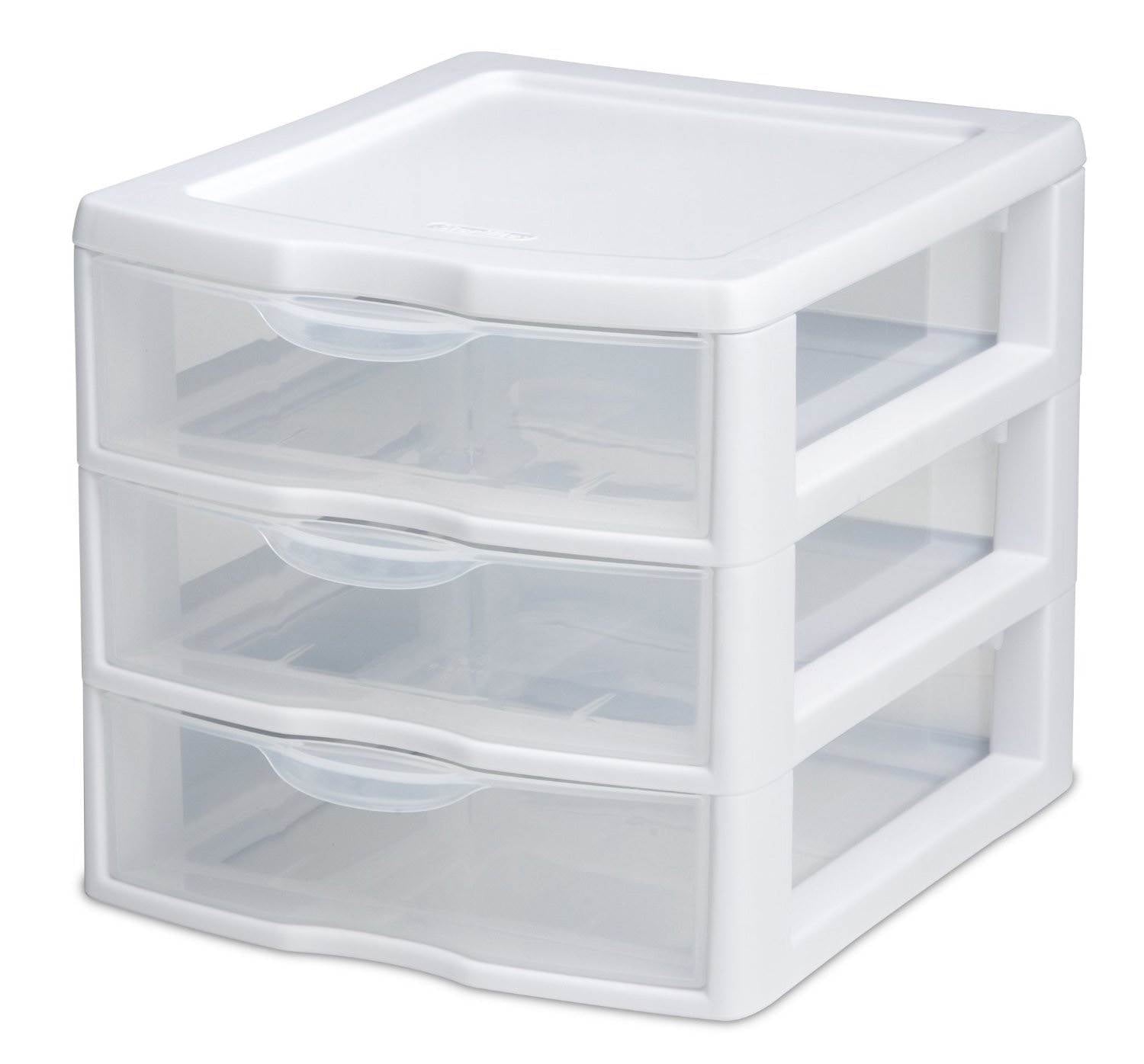 3 Drawer Clear Storage Bin, Desktop Drawer Storage Container, White