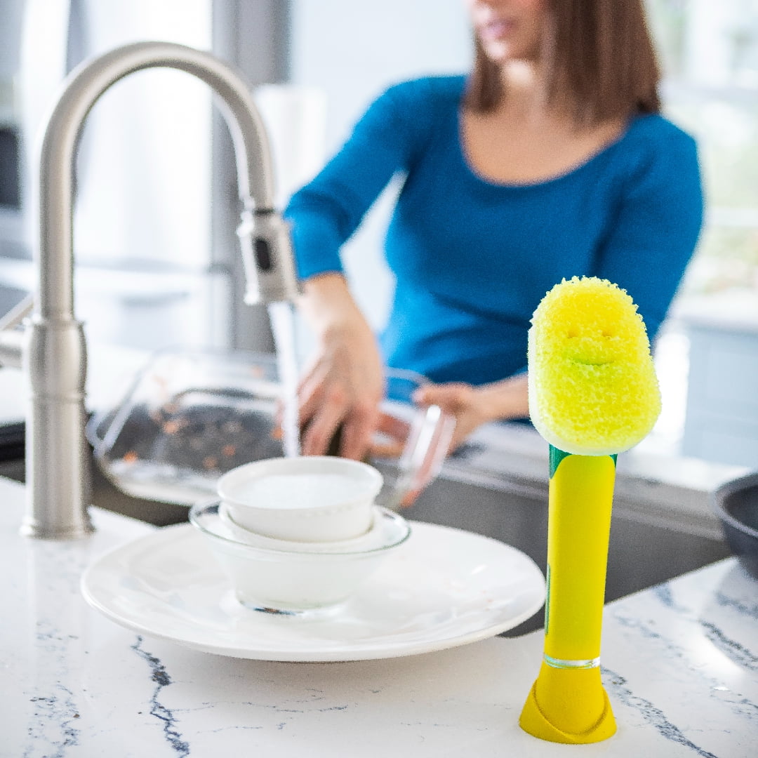 Dish Daddy Non-Scratch Sponge Dishwand with Non-Scratch Scrub Dishwand Refills, 3 Count