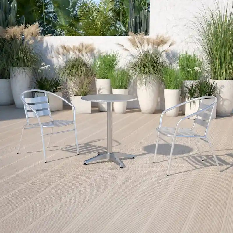 27.5 Round Aluminum Smooth Top Indoor-Outdoor Table with Base