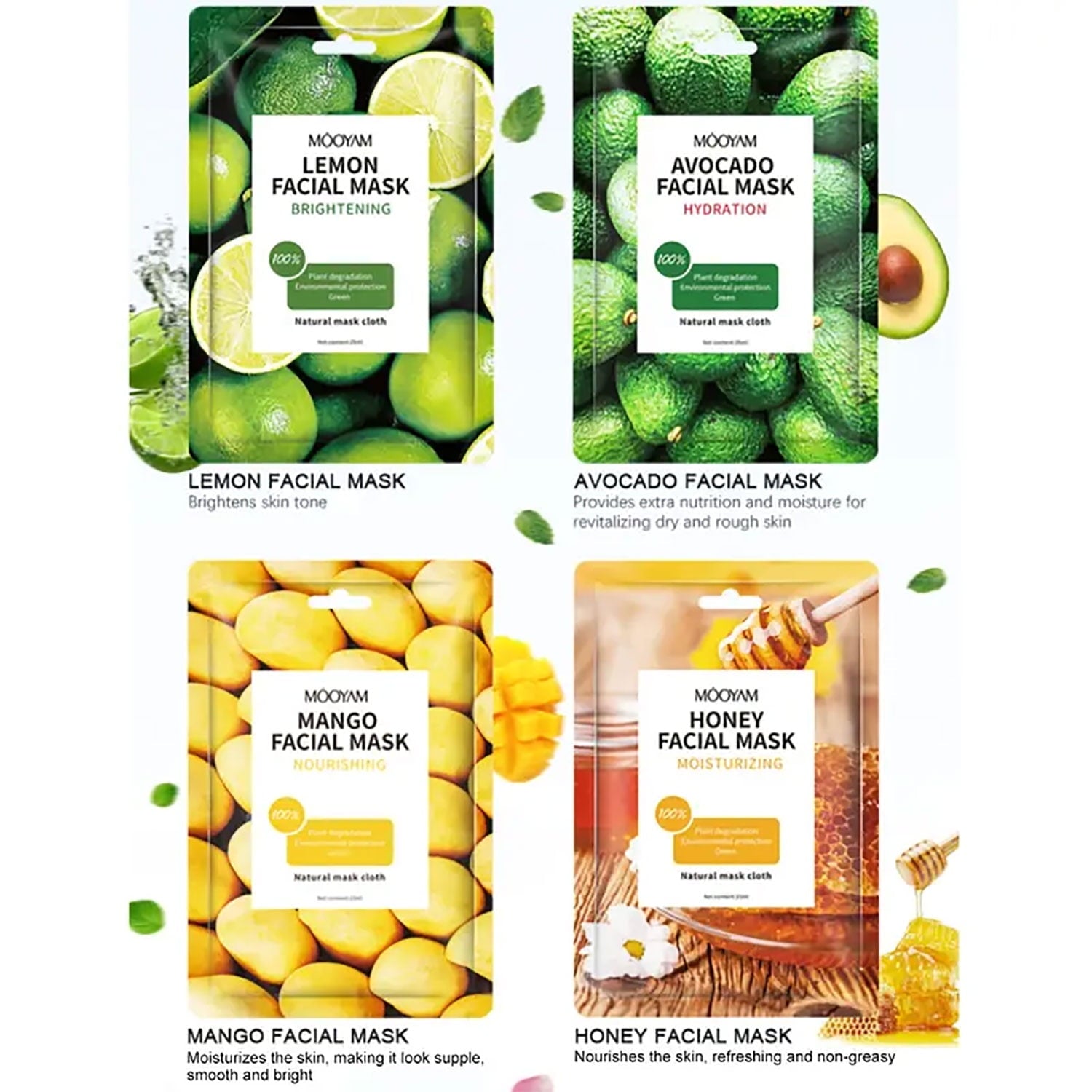 11 Pack Fruit Moisturizing Facial Mask Sheet, Rich in Fruit Essence Face Mask to Brighten and Hydrate Dull Skin