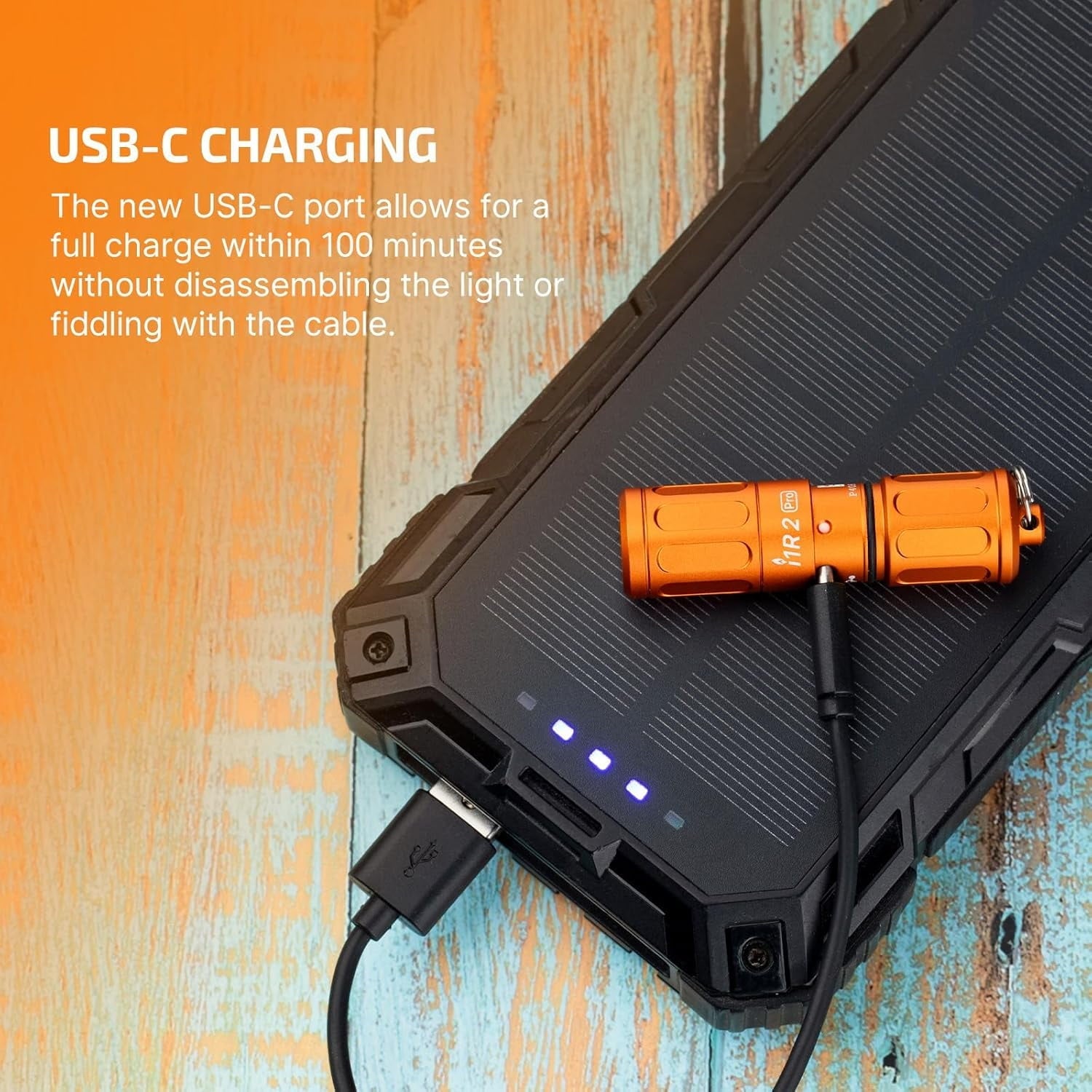 I1R 2 Pro Eos 180 Lumens EDC Rechargeable Keychain Flashlight. (Capsule Orange)