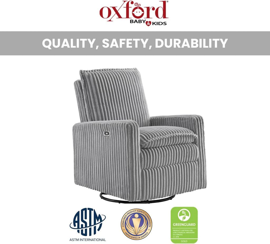 Oxford Baby Uptown Power Recliner/Glider, Corduroy, Ash Gray