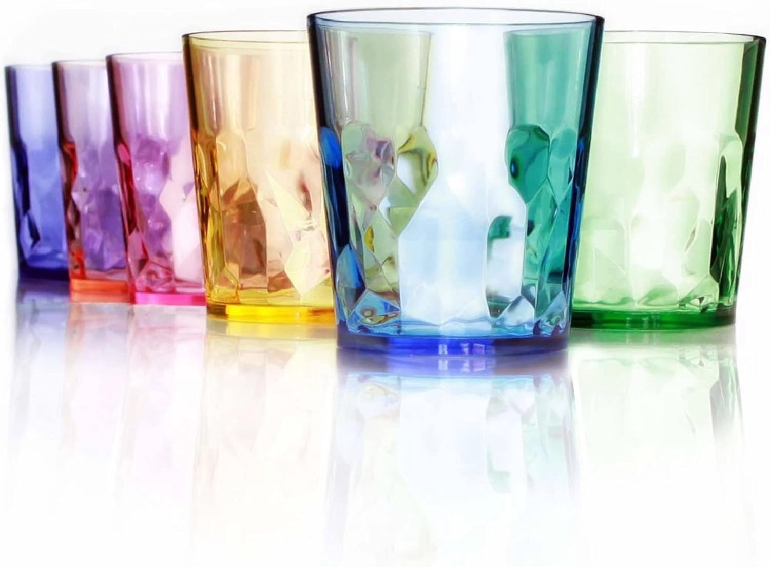 13oz Unbreakable Drinking Glasses Set of 6 - - Super Grade Plastic - for Gifts - - Cups Drinkware Tumblers