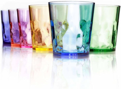 13oz Unbreakable Drinking Glasses Set of 6 - - Super Grade Plastic - for Gifts - - Cups Drinkware Tumblers