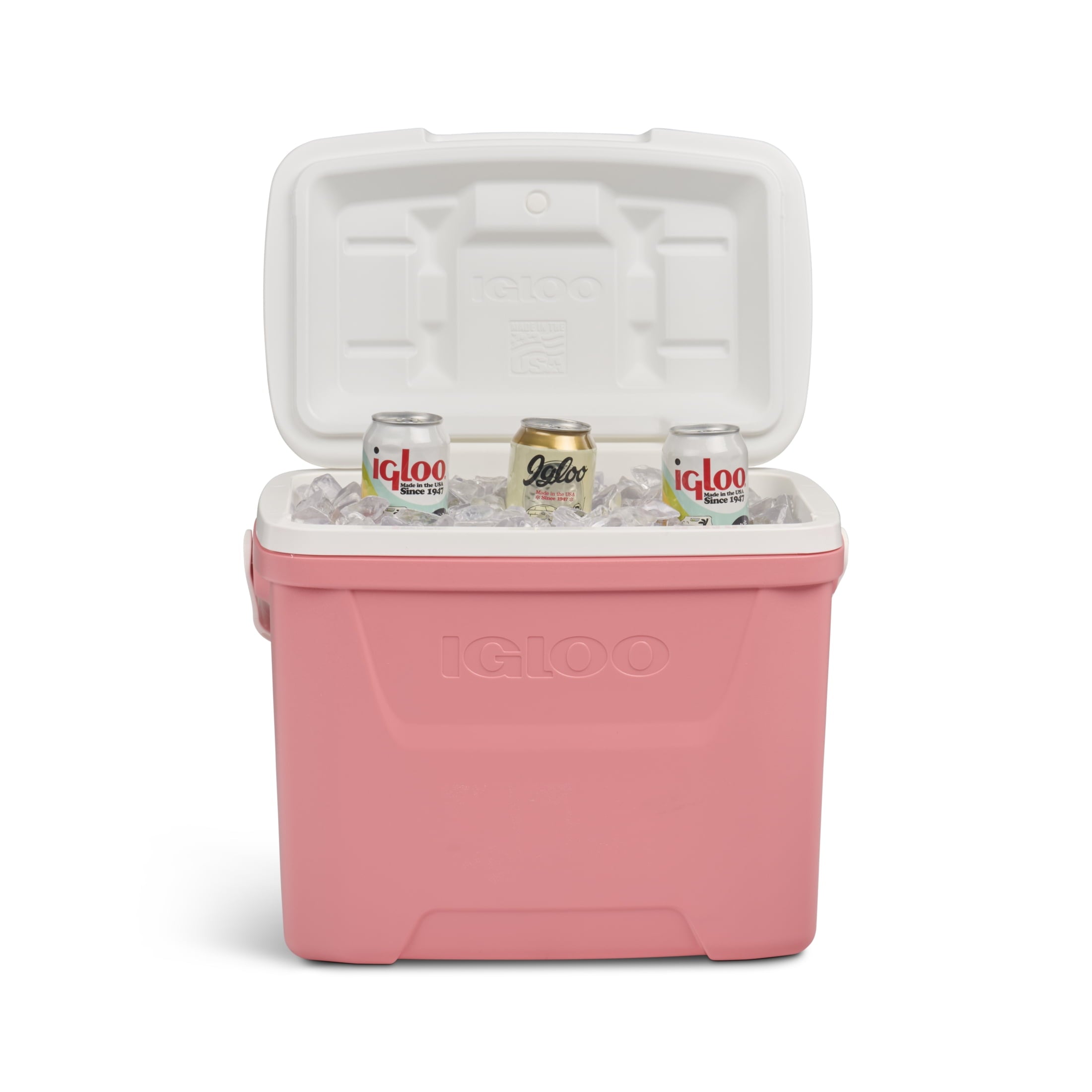 28 QT Laguna Hard-Sided Ice Chest Cooler, Aqua Blue and White