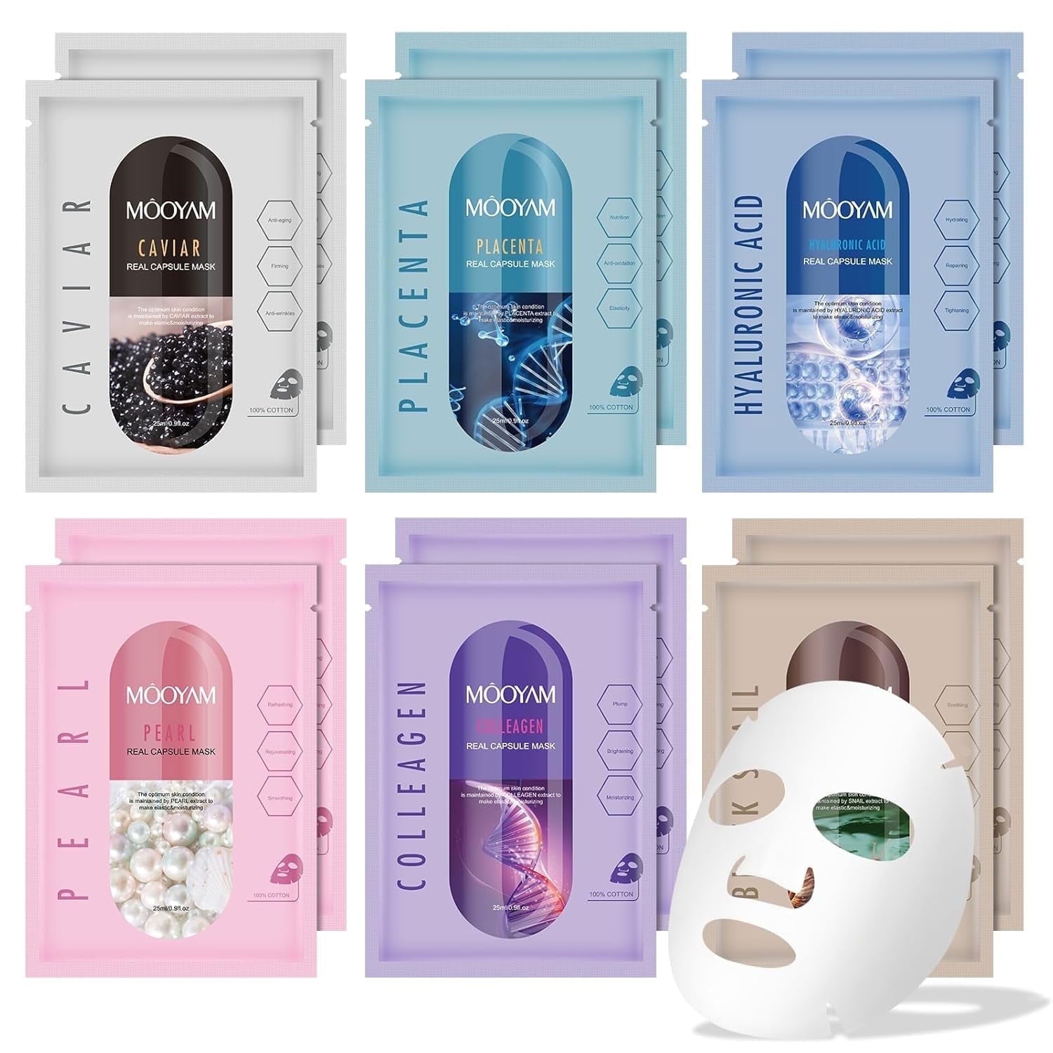11 Pack Fruit Moisturizing Facial Mask Sheet, Rich in Fruit Essence Face Mask to Brighten and Hydrate Dull Skin
