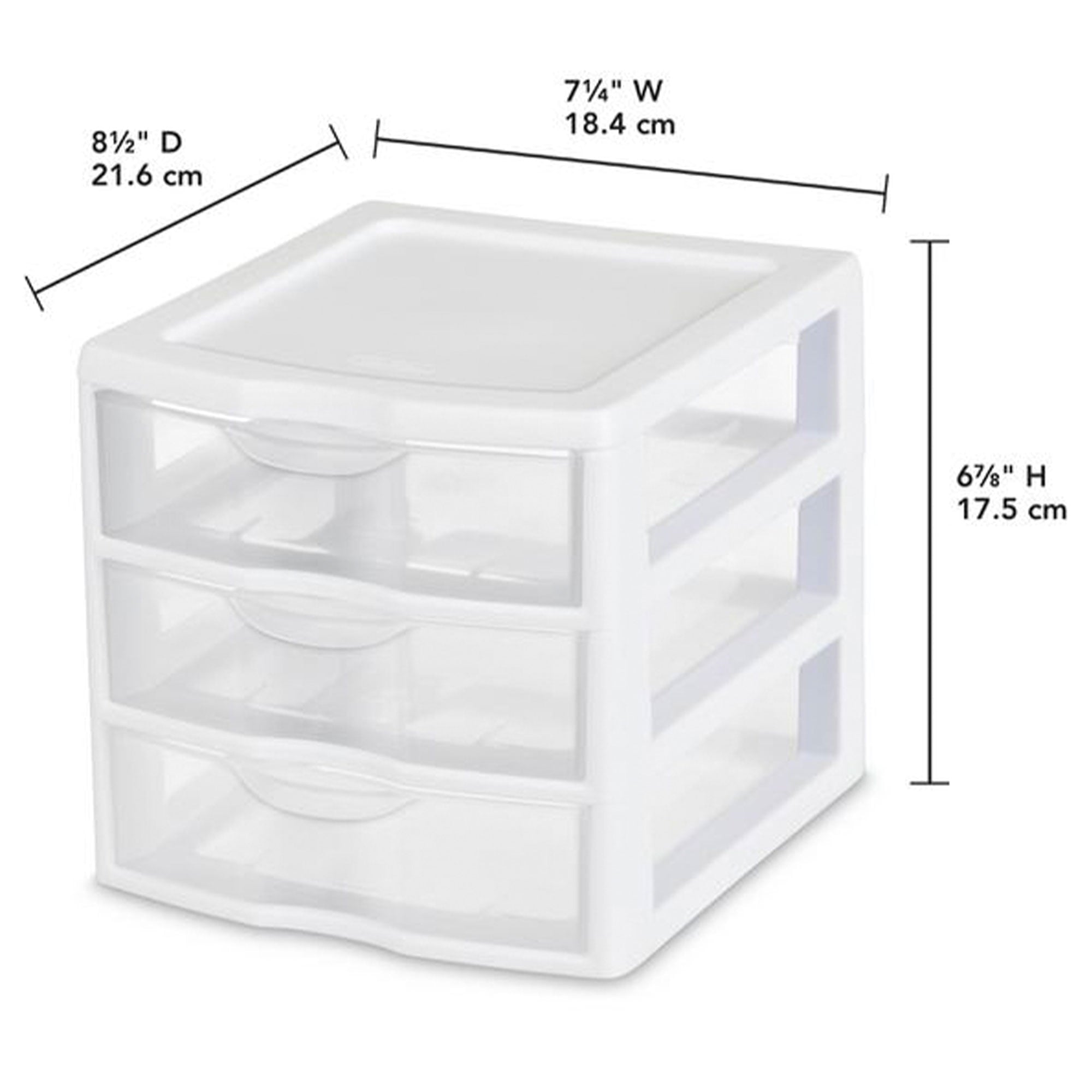 3 Drawer Clear Storage Bin, Desktop Drawer Storage Container, White