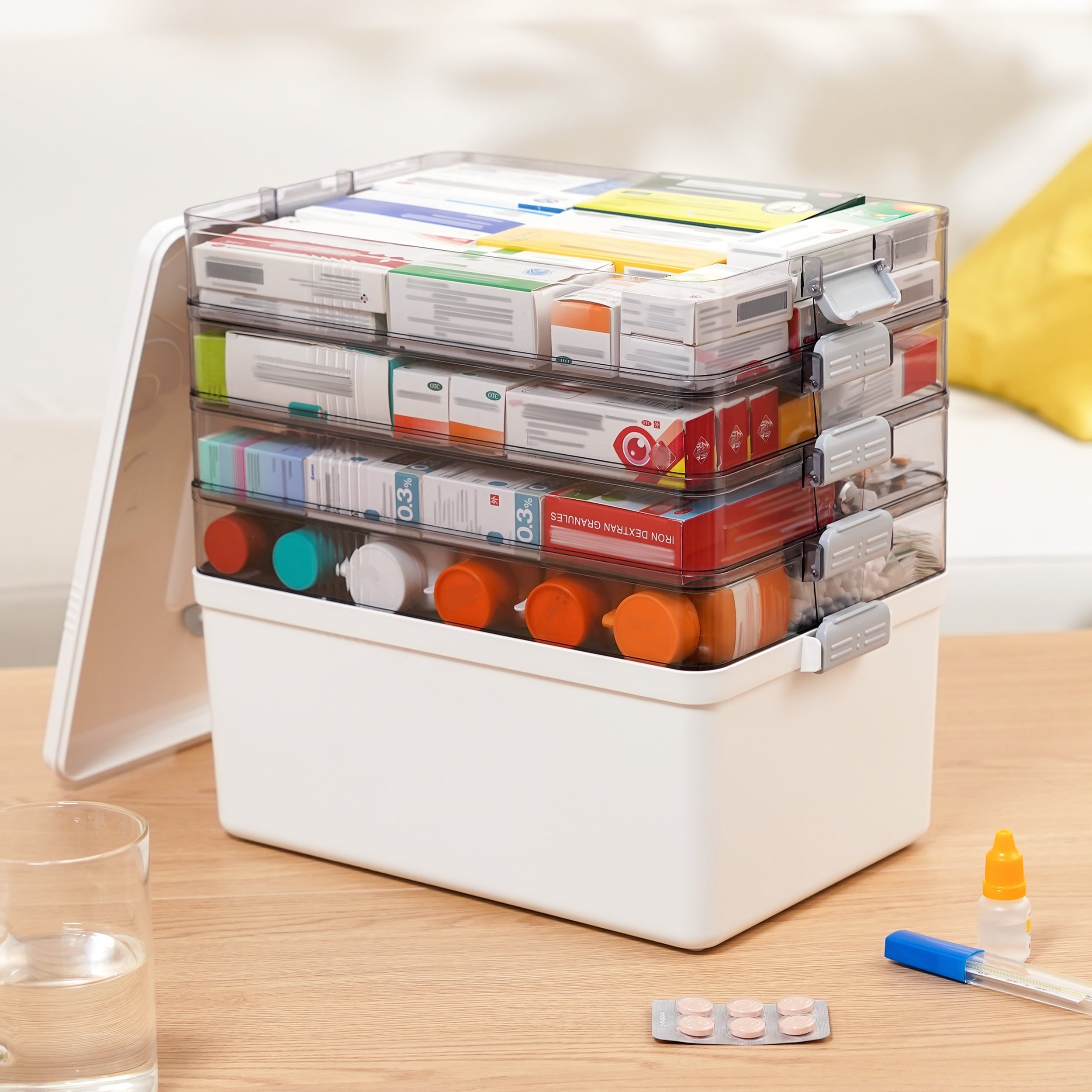 5 Layer storage bins with lid Stack & Carry Box Plastic Handled with Removable Tray for Craft Adult