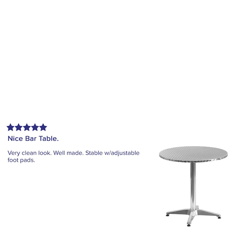 27.5 Round Aluminum Smooth Top Indoor-Outdoor Table with Base