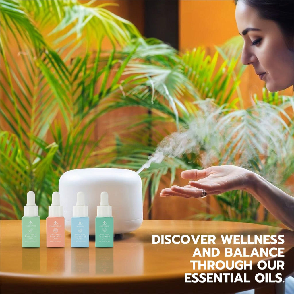 100% Pure Natural Essence Essential Oils – Healing Power with Eucalyptus, Frankincense, Lavender, and Peppermint