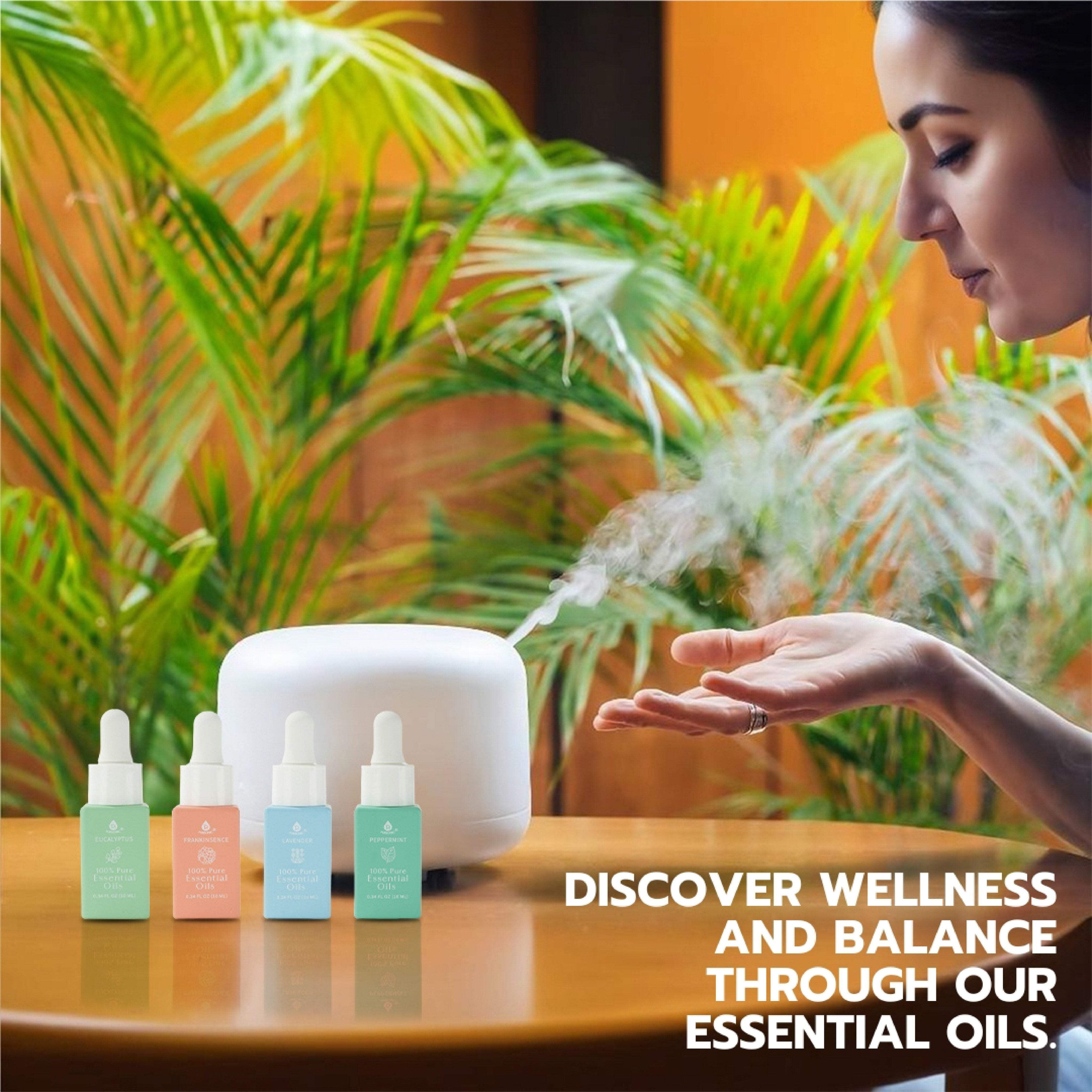 100% Pure Natural Essence Essential Oils – Healing Power with Eucalyptus, Frankincense, Lavender, and Peppermint