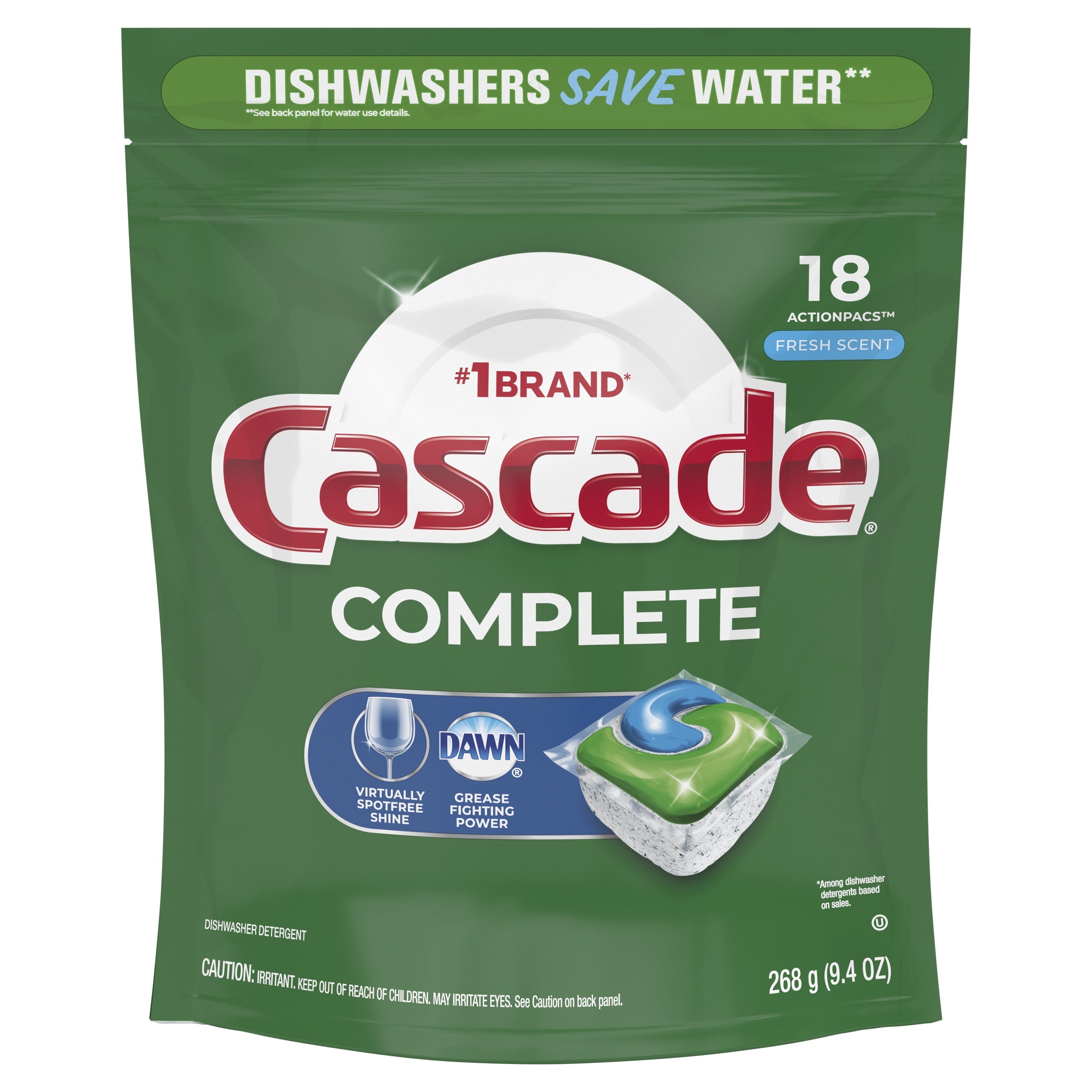 Complete Action Pacs, Dishwasher Detergent Pods, Fresh, 18 Count
