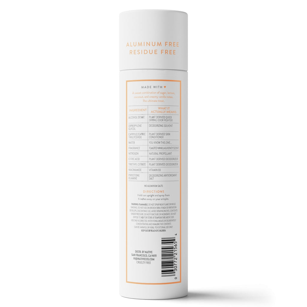 Aluminum Free Deodorant Spray For Women, 72 Hour Deodorant Spray, Toasted Vanilla & Honey, 3.5oz