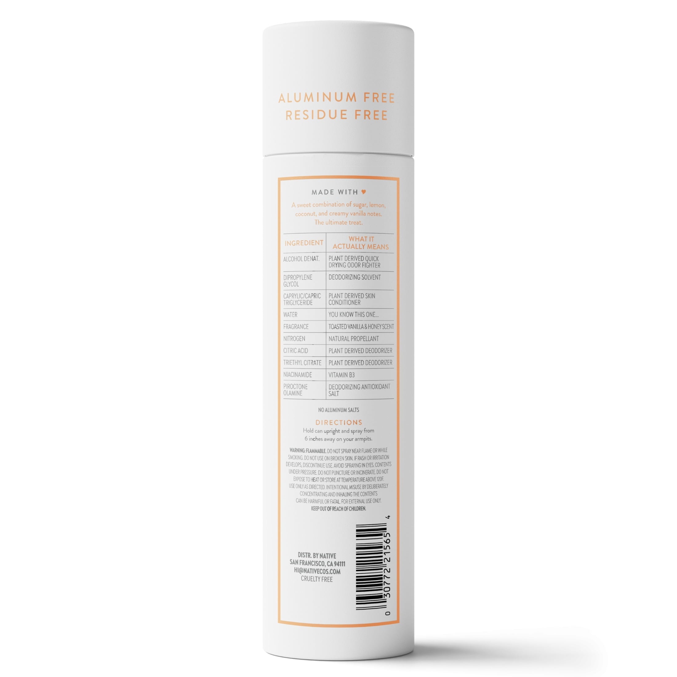 Aluminum Free Deodorant Spray For Women, 72 Hour Deodorant Spray, Toasted Vanilla & Honey, 3.5oz