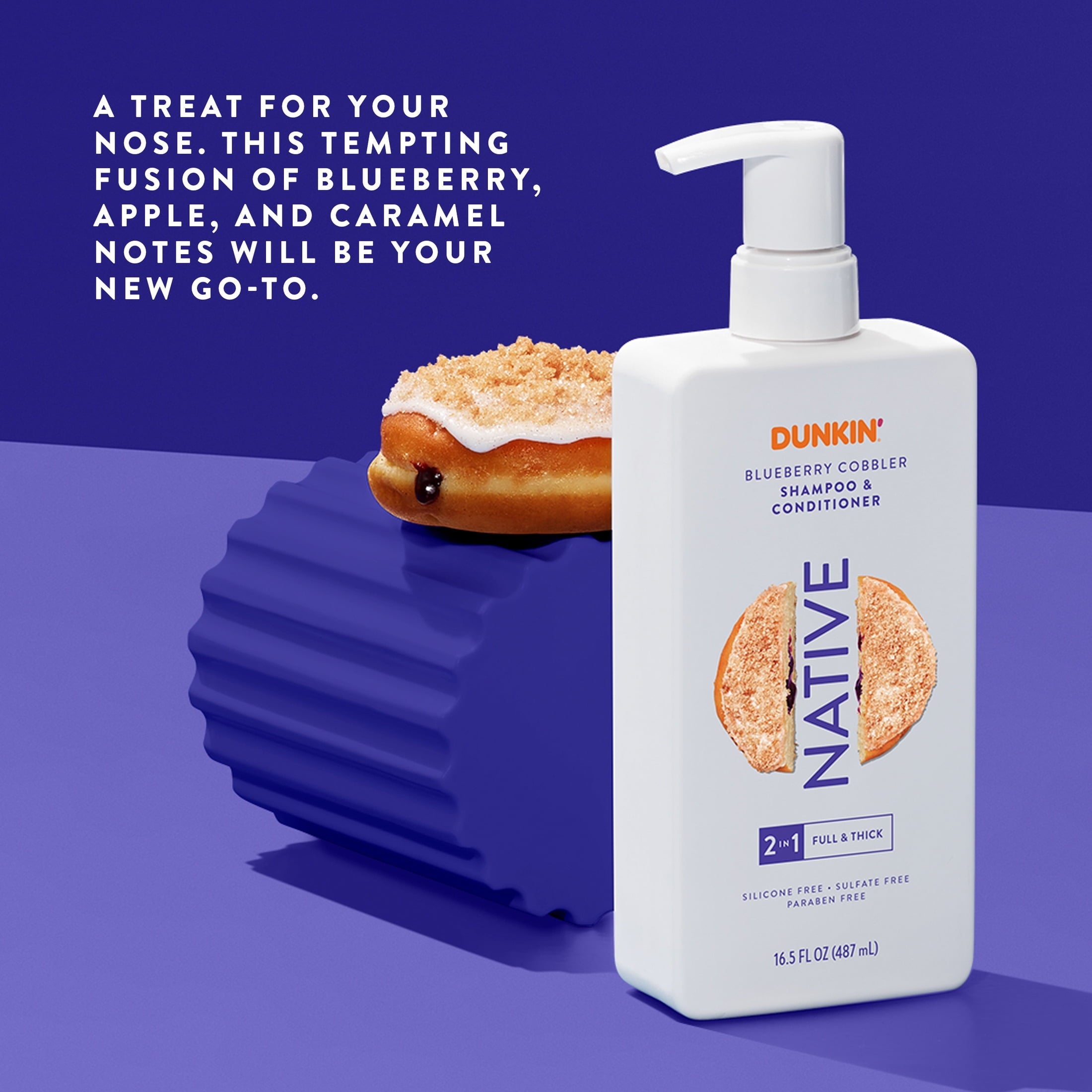 2in1 Shampoo and Conditioner, Dunkin' Blueberry Cobbler, Sulfate Free, 16.5 fl oz