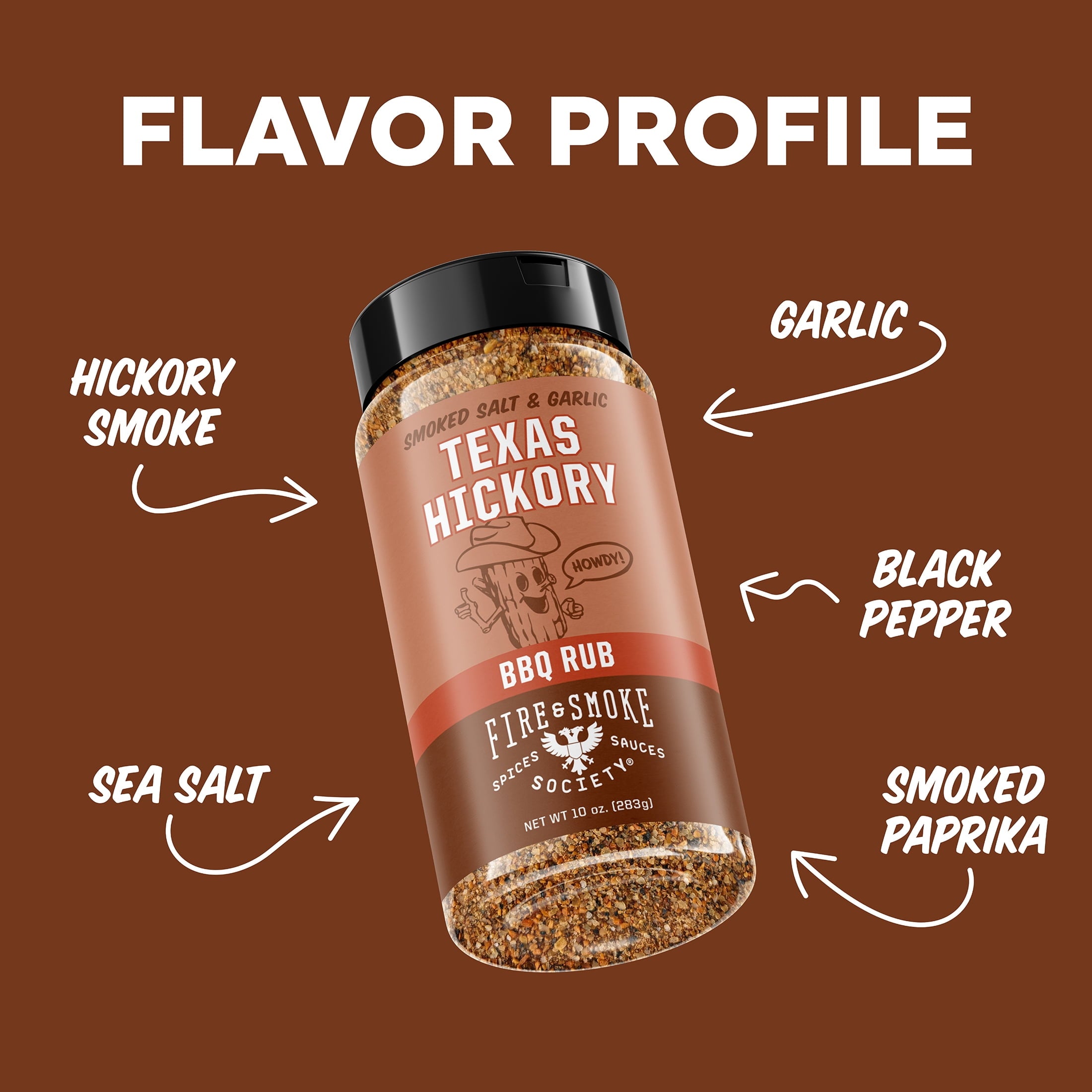 Fire & Smoke Society Texas Hickory BBQ Seasoning Blend for Grilling, 10 oz Mixed Spices & Seasonings