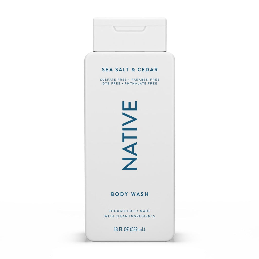 Body Wash, Sea Salt & Cedar, Sulfate Free, Naturally Derived Ingredients, 24hr Freshness, for Women & Men, 18 fl oz