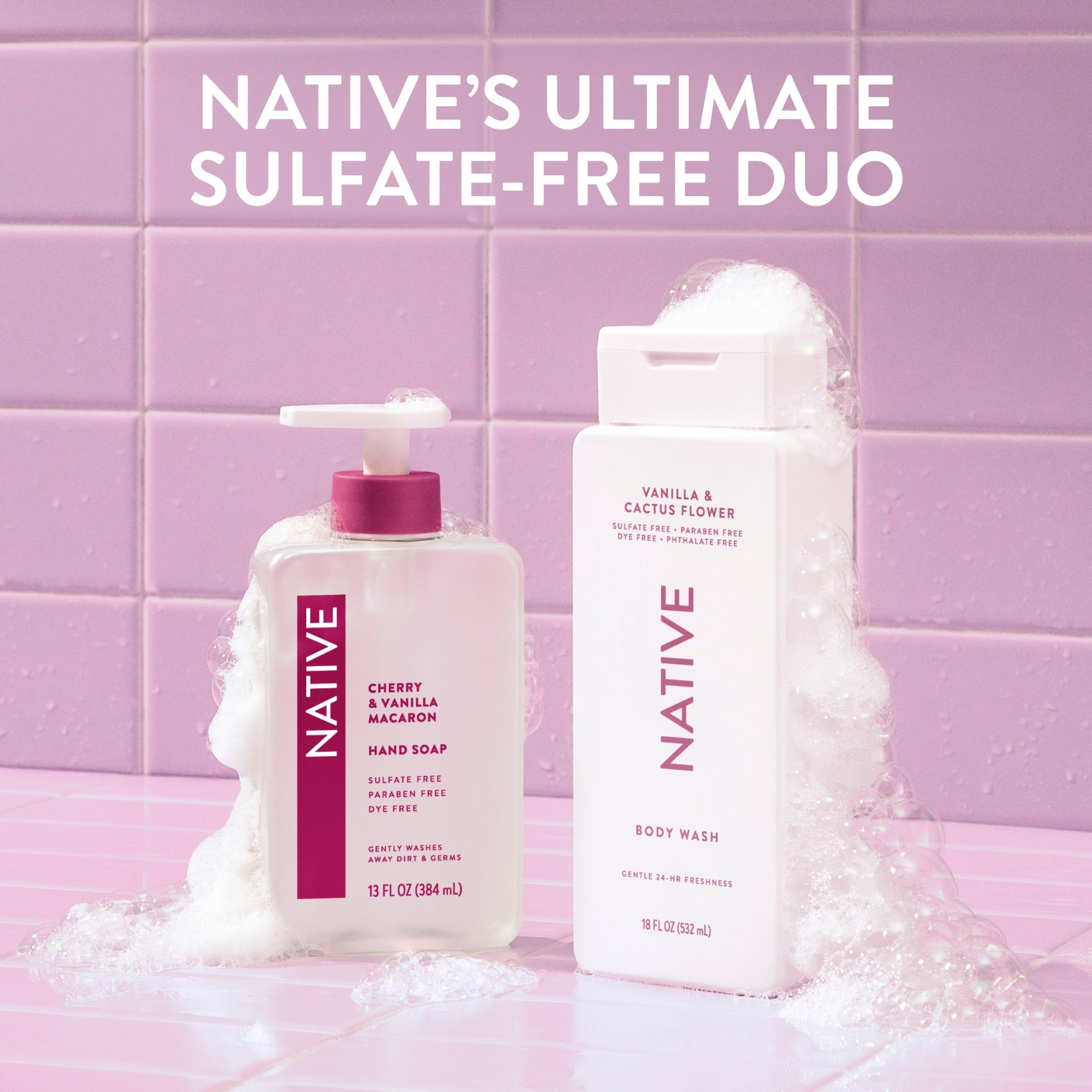 Body Wash, Vanilla & Cactus Flower, Sulfate Free, Naturally Derived Ingredients, 24hr Freshness, for Women & Men, 18 fl oz