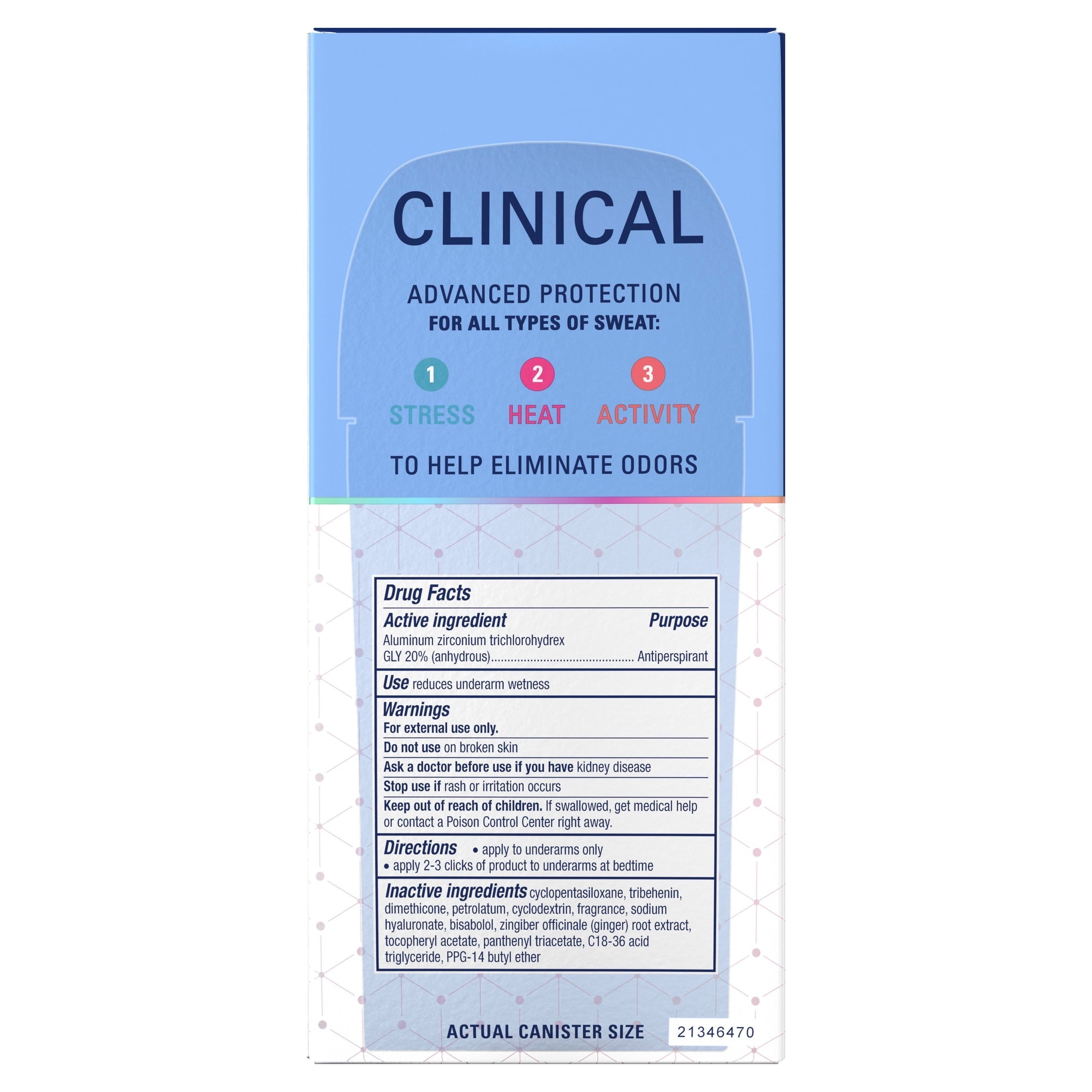 Clinical Antiperspirant Deodorant for Women, 100HR Sweat & Odor Protection, Hyaluronic Acid, Soft Solid, Completely Clean, 2.6 oz