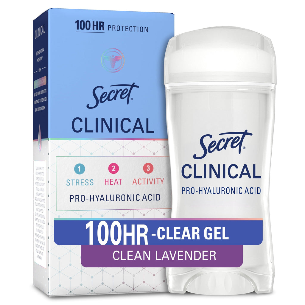 Clinical Antiperspirant Deodorant for Women, 100HR Sweat & Odor Protection, Pro-Hyaluronic Acid, Clear Gel, Clean Lavender, 2.6oz