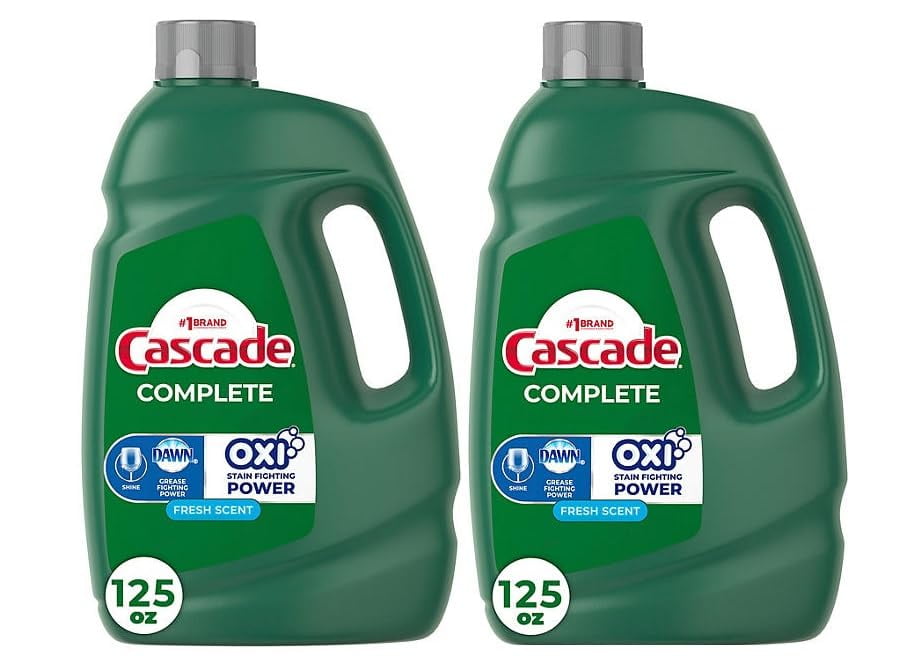 Complete Oxi Gel Stain Fighting Power Dishwashing Detergent with Dawn, Fresh Scent, 125 Fl Oz (Pack of 2)