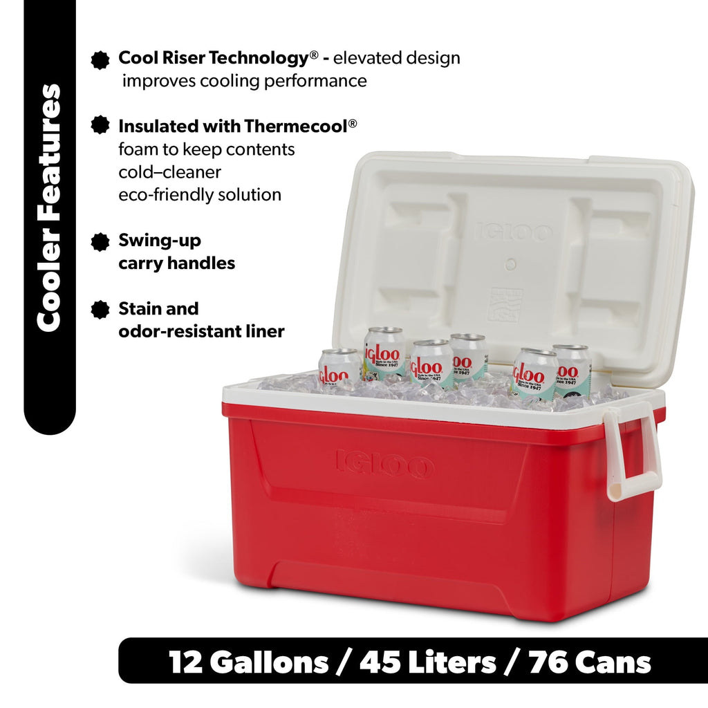 48 QT Laguna Hard Sided Ice Chest Cooler, Red