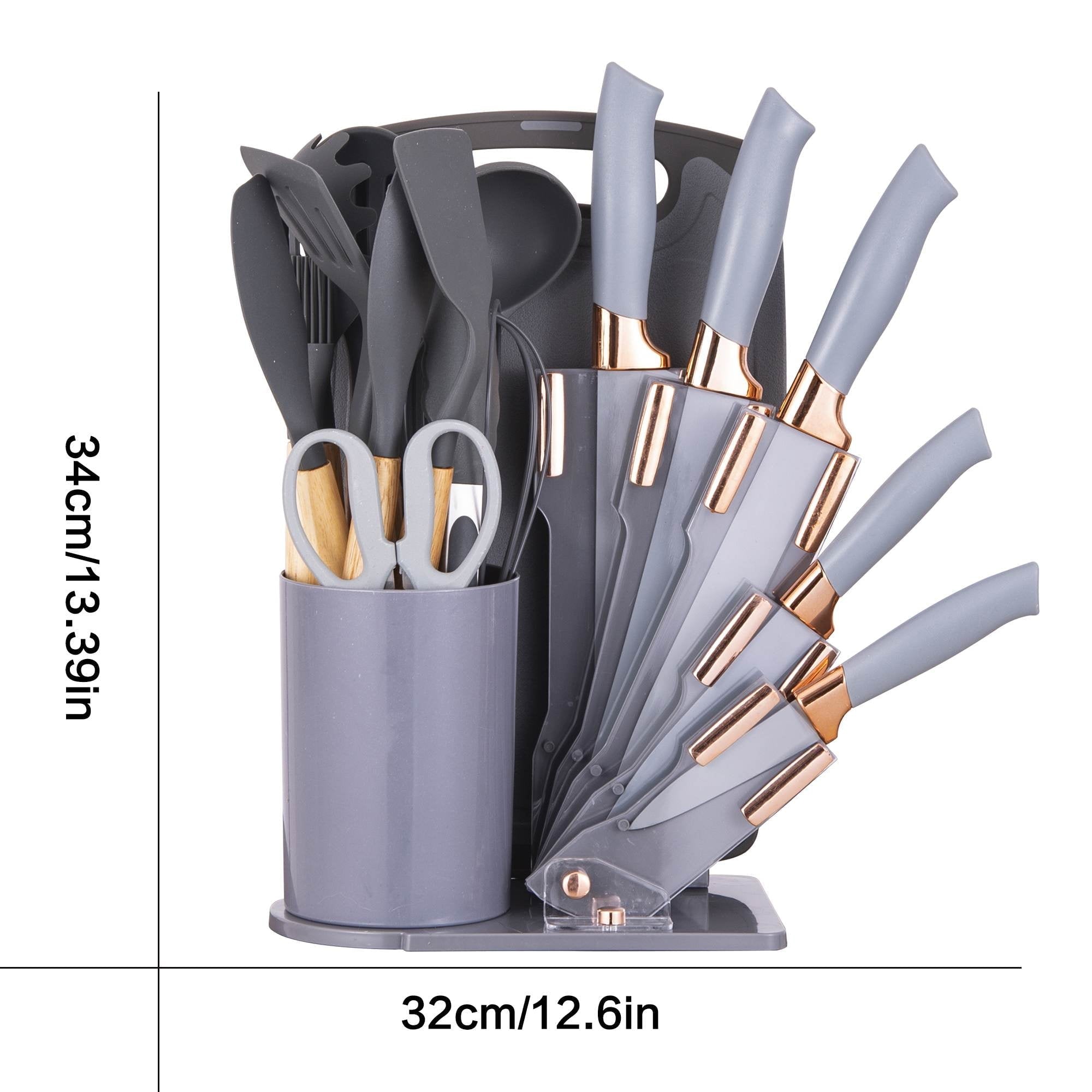 19-Piece Silicone Kitchen Utensil & Knife Set - Heat-Resistant Cooking Tools Non-Stick Safe Gift for Mom or Women Black