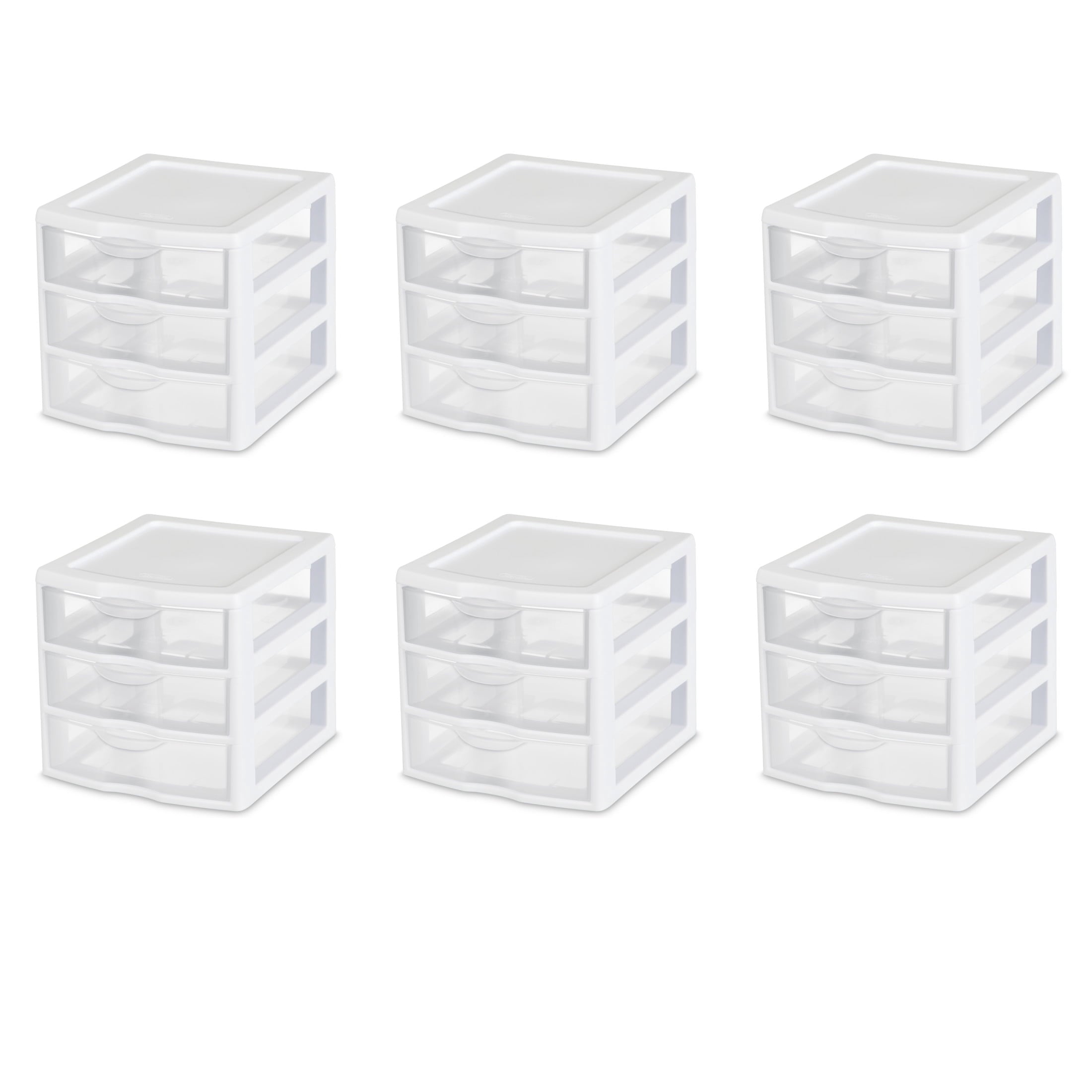 3 Drawer Clear Storage Bin, Desktop Drawer Storage Container, White