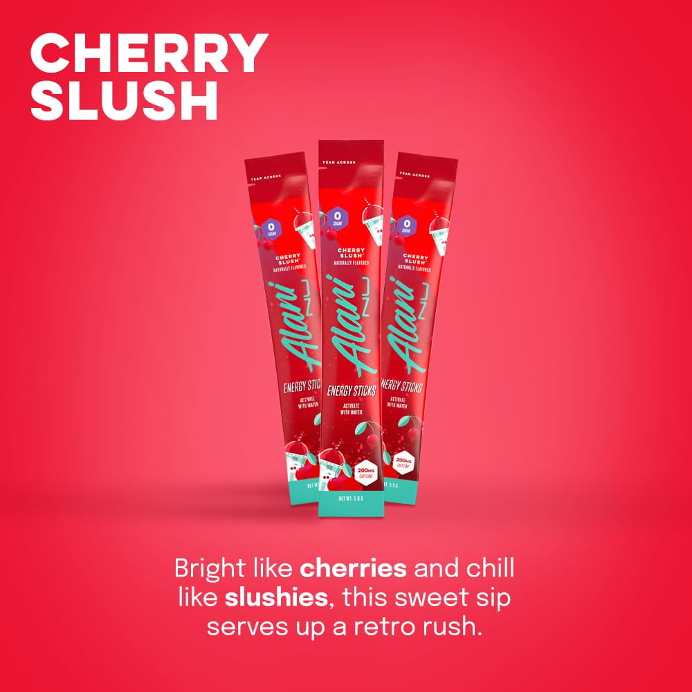 Energy Sticks, Cherry Slush, 10 Count, 200mg Caffeine, Zero Sugar