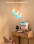Glide Hexa White Transparent Shell Dimmable LED Wall Lights For Gaming, Support Alexa, Google Assistant And Home App,Bedroom Decor,7 Count