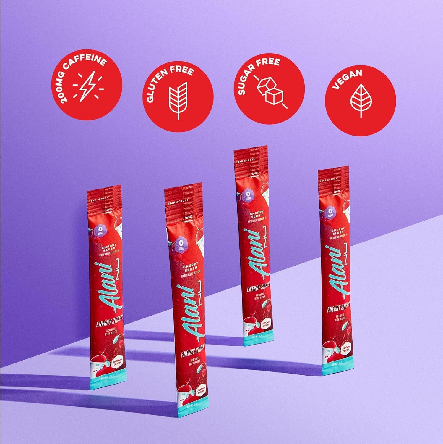 Energy Sticks, Cherry Slush, 10 Count, 200mg Caffeine, Zero Sugar