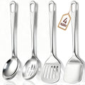 4 Pcs Cooking Utensils Set, Stainless Steel Kitchen Utensils, Kitchen Tools Set Include Solid & Slotted Turner Wok Spatula, Serving Spoon, Home Essentials Kitchen Gadgets Accessories