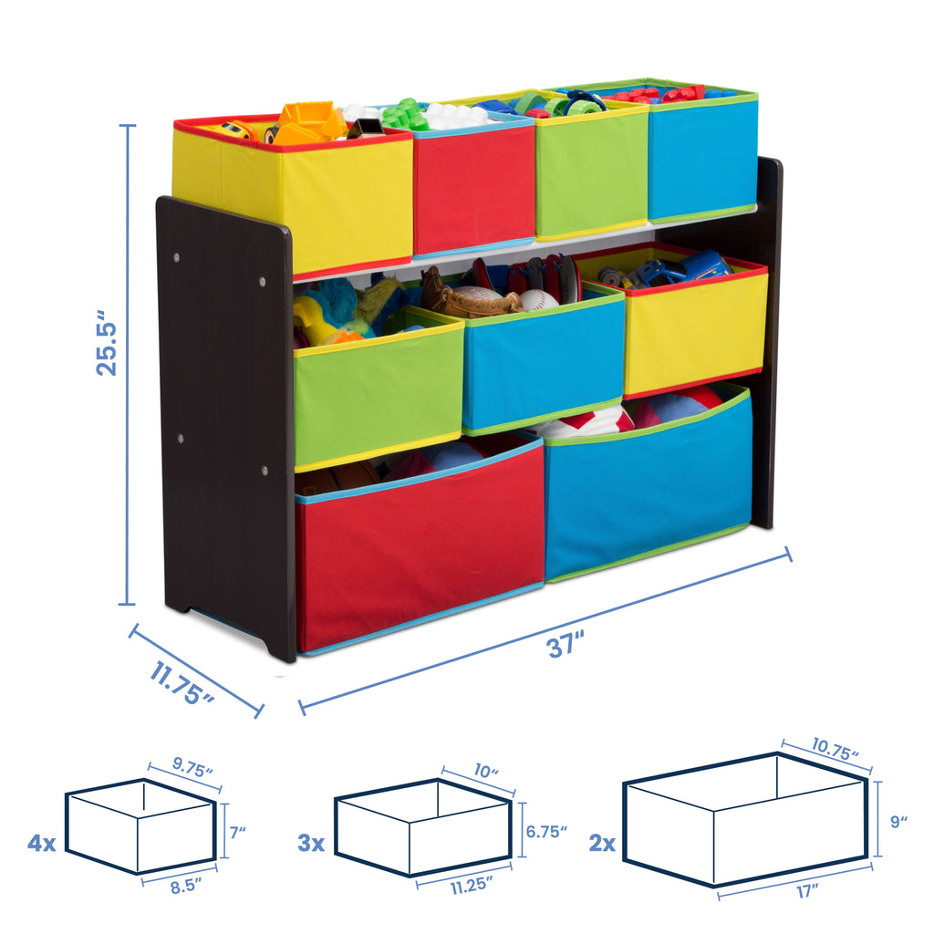 Deluxe Multi-Bin Toy Organizer with Storage Bins, Greenguard Gold, Wood, Natural