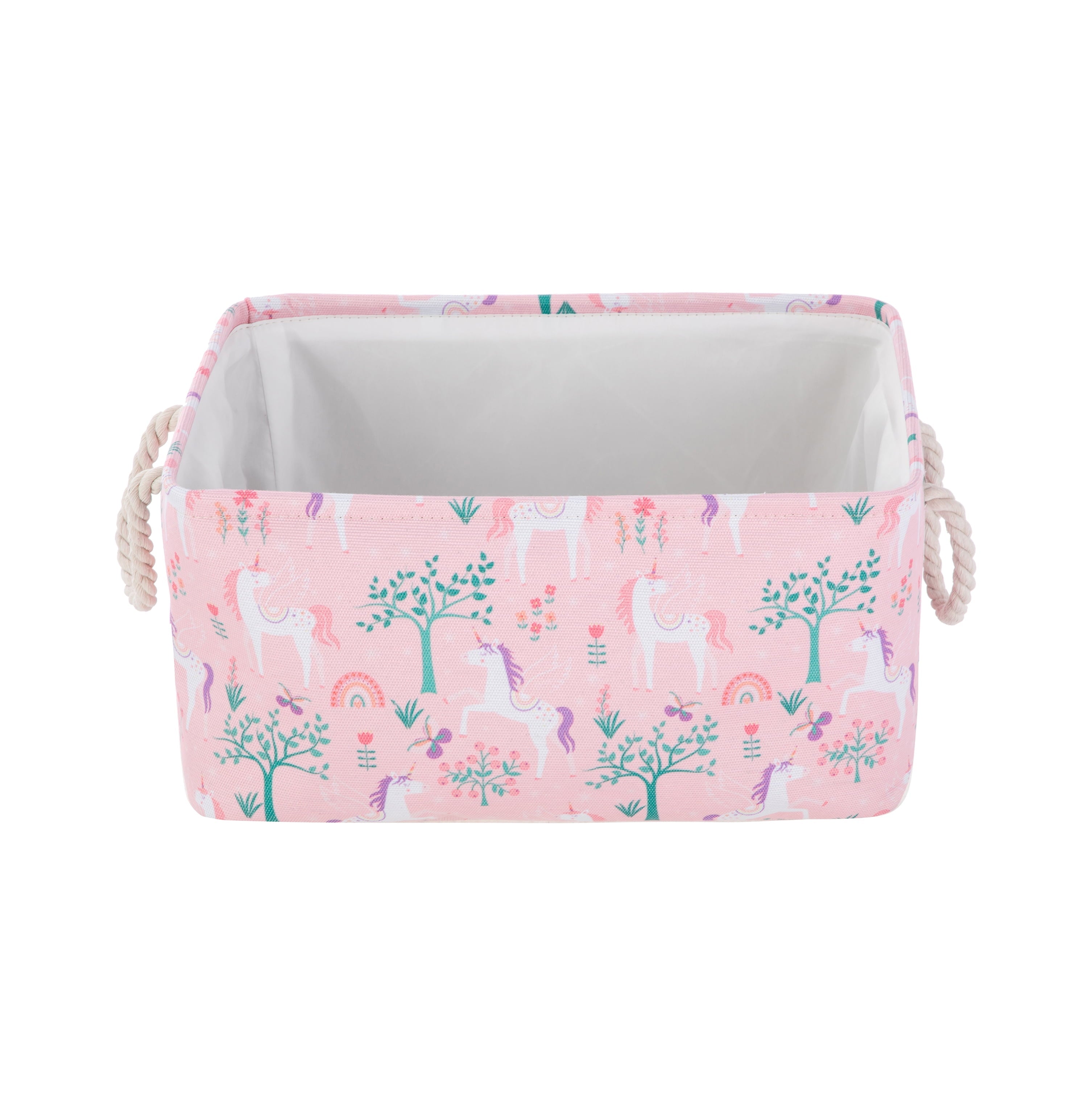 Kids Butterfly Canvas Storage Basket with Handles, 15 in x 11 in x 7.8 in
