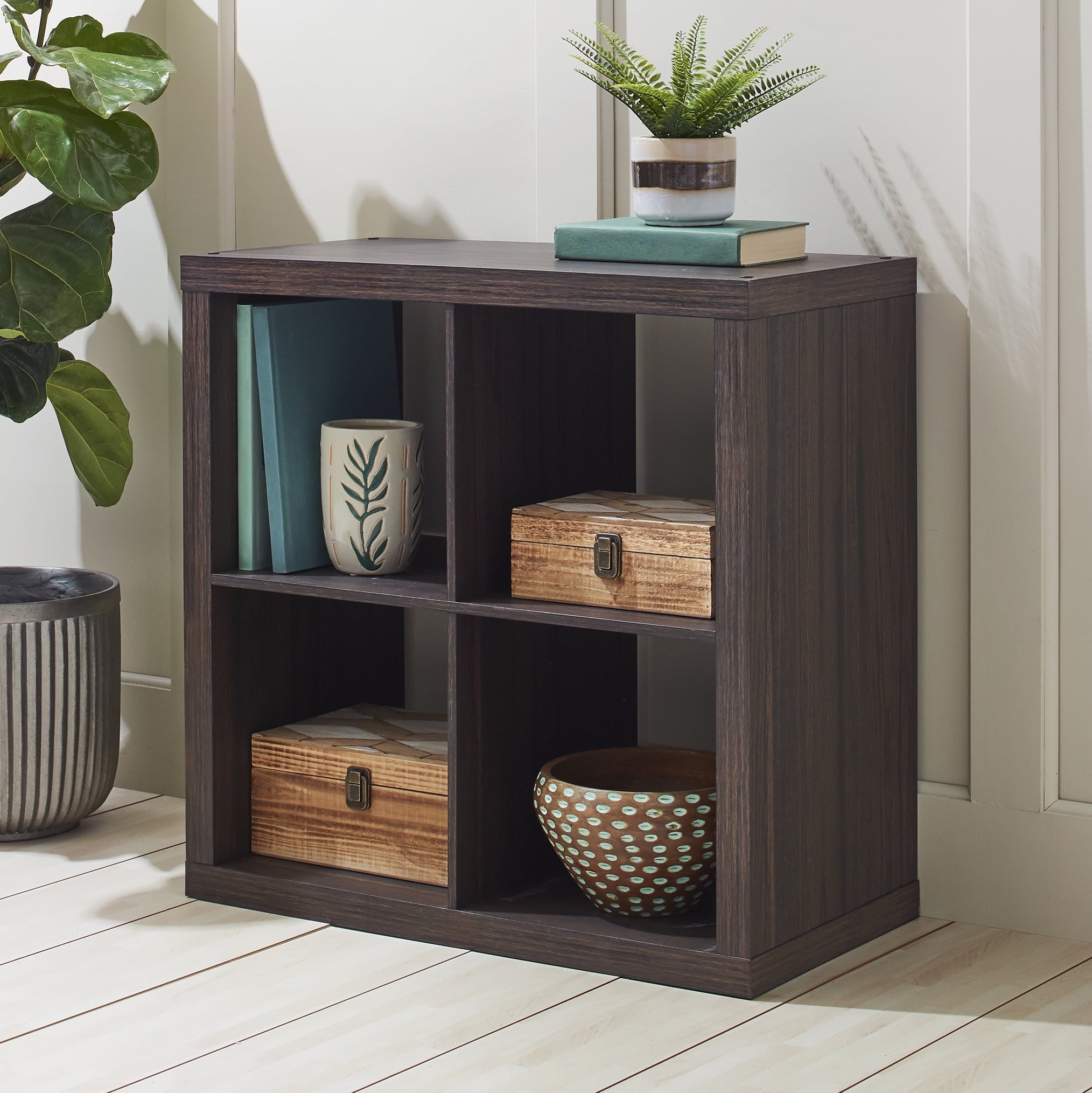 Better Homes & Gardens 4 Cube Storage Organizer, White Texture