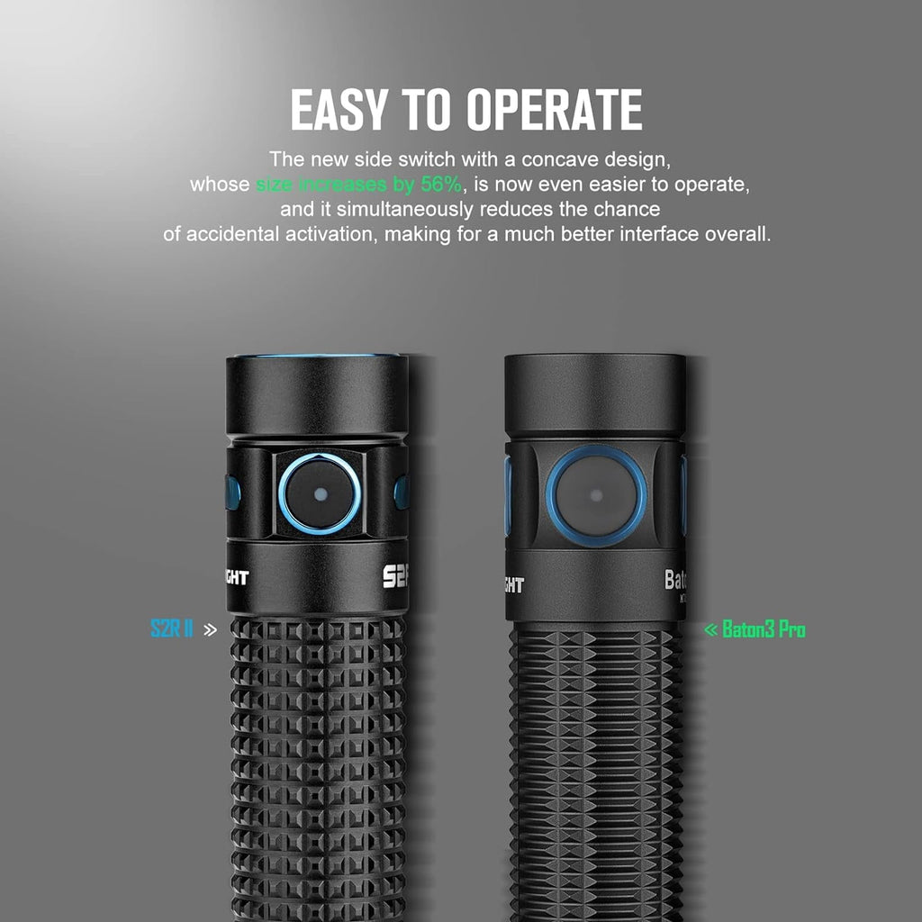 Baton 3 Pro Brush Strokes Rechargeable Flashlight, 1500 Lum, Cool White （Black）