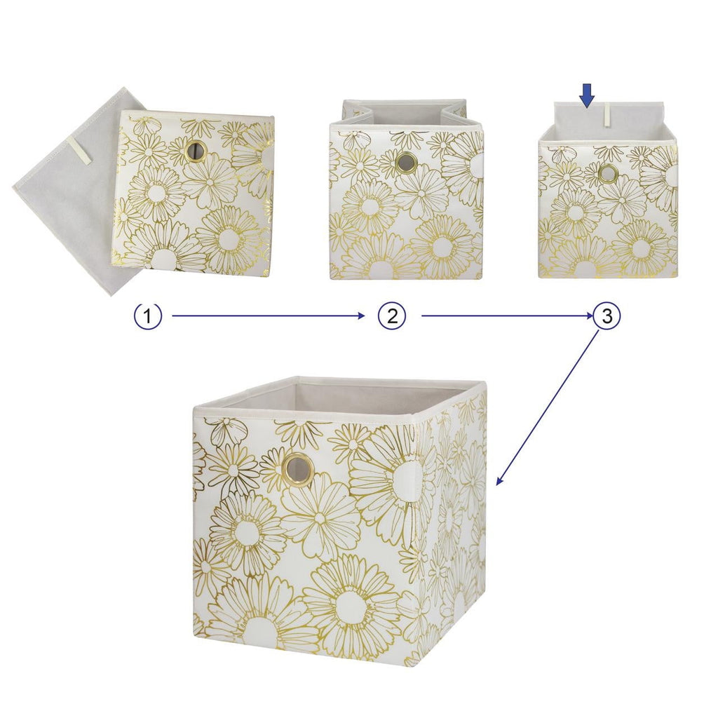 Collapsible Fabric Cube Storage Bins (10.5" x 10.5"), Blue Cove, 4 Pack