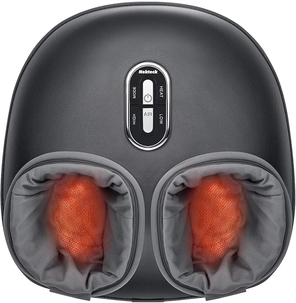 Nekteck Shiatsu Foot Massager with Heat [2026 Upgraded], 3 Modes Deep Kneading Therapy Air Compression, Feet Massage Tool for Plantar Fasciitis, Relaxation Gifts for Men Women, Fits Size to US 13