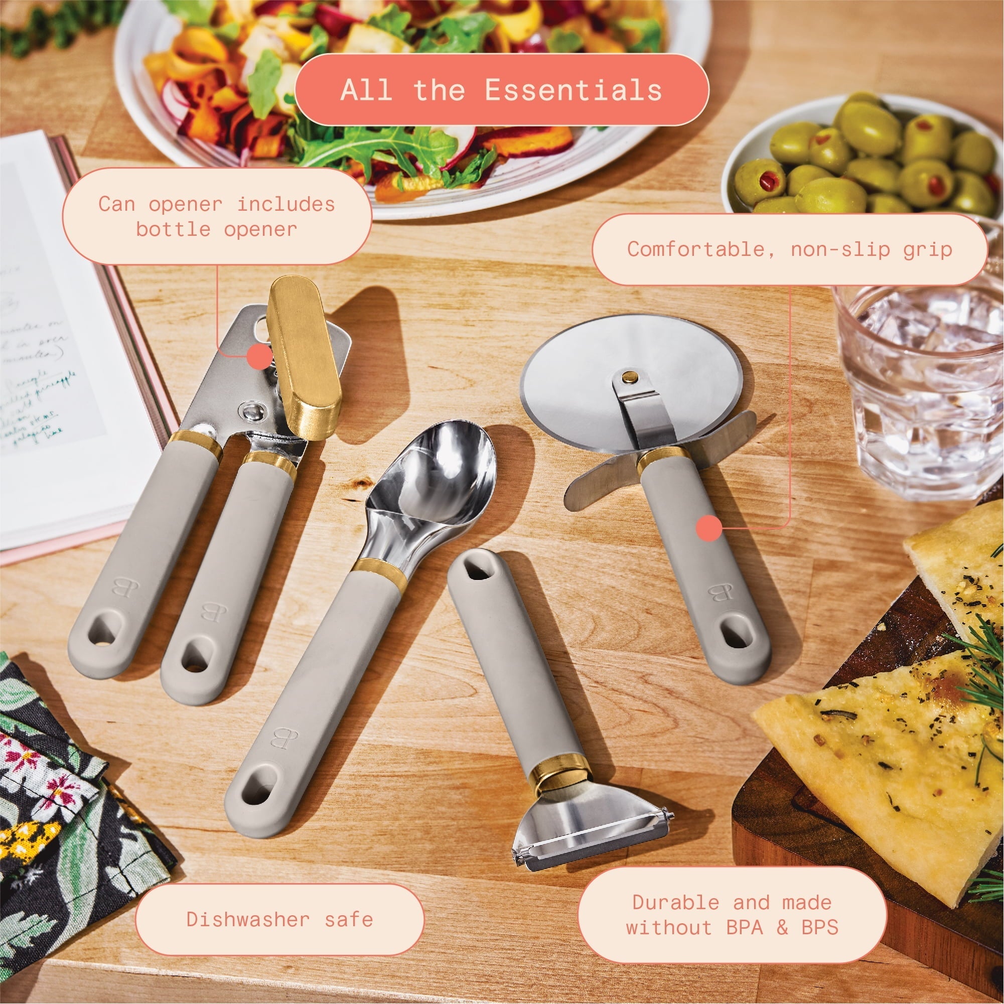 4-Piece Essentials Gadget Set, Porcini Taupe by Drew Barrymore