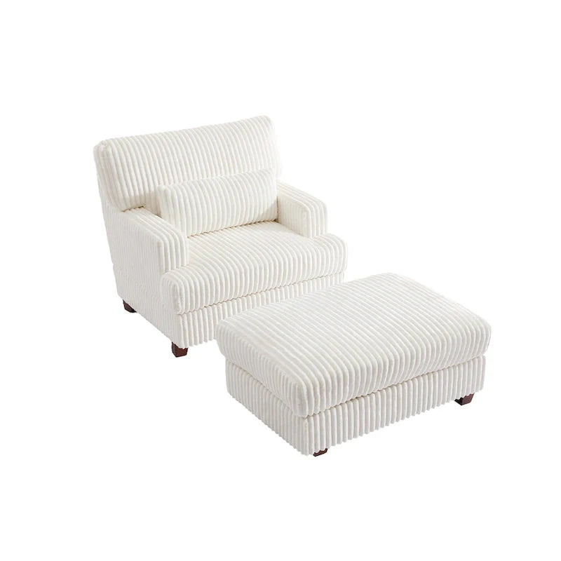 Oversized Chaise Longue Accent Chair with Ottoman
