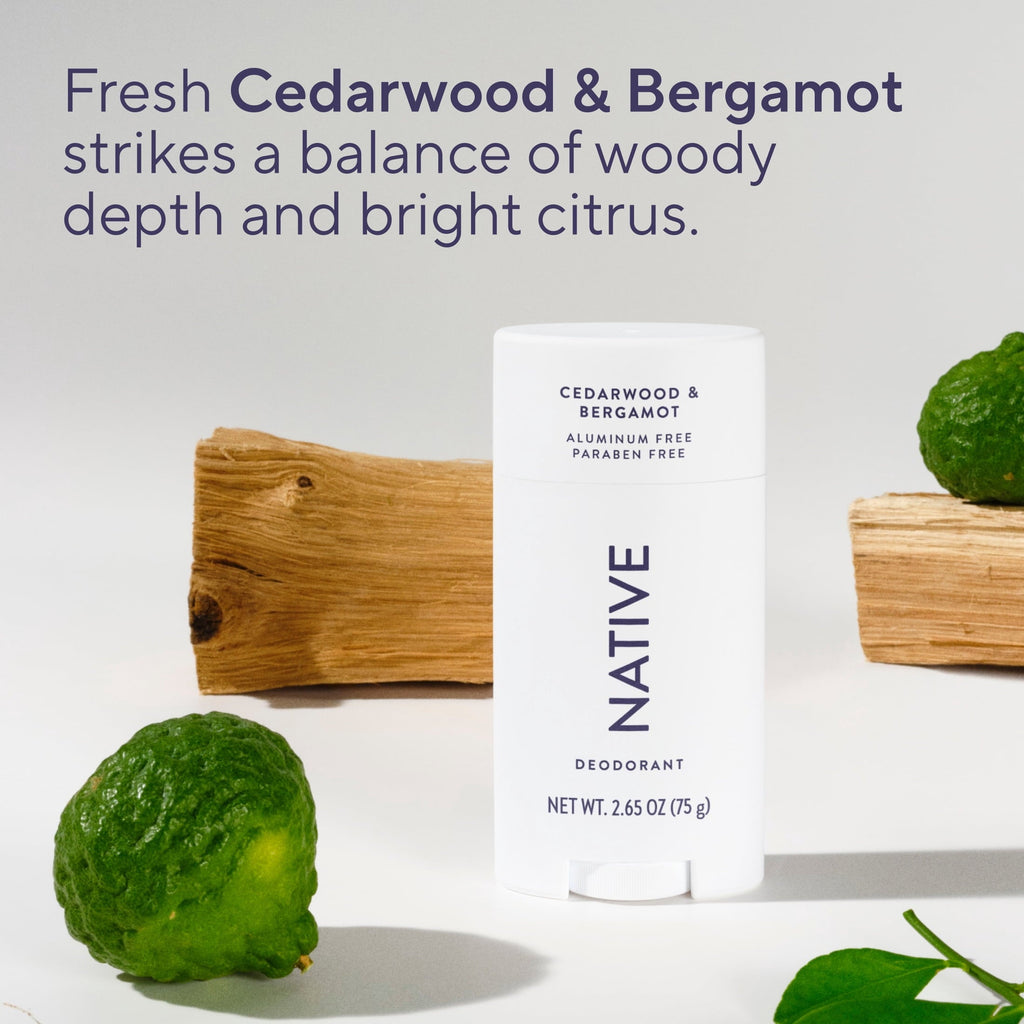 Aluminum Free Deodorant For Men, 72 Hour Solid Deodorant Stick, Cedarwood & Bergamot, 2.65oz