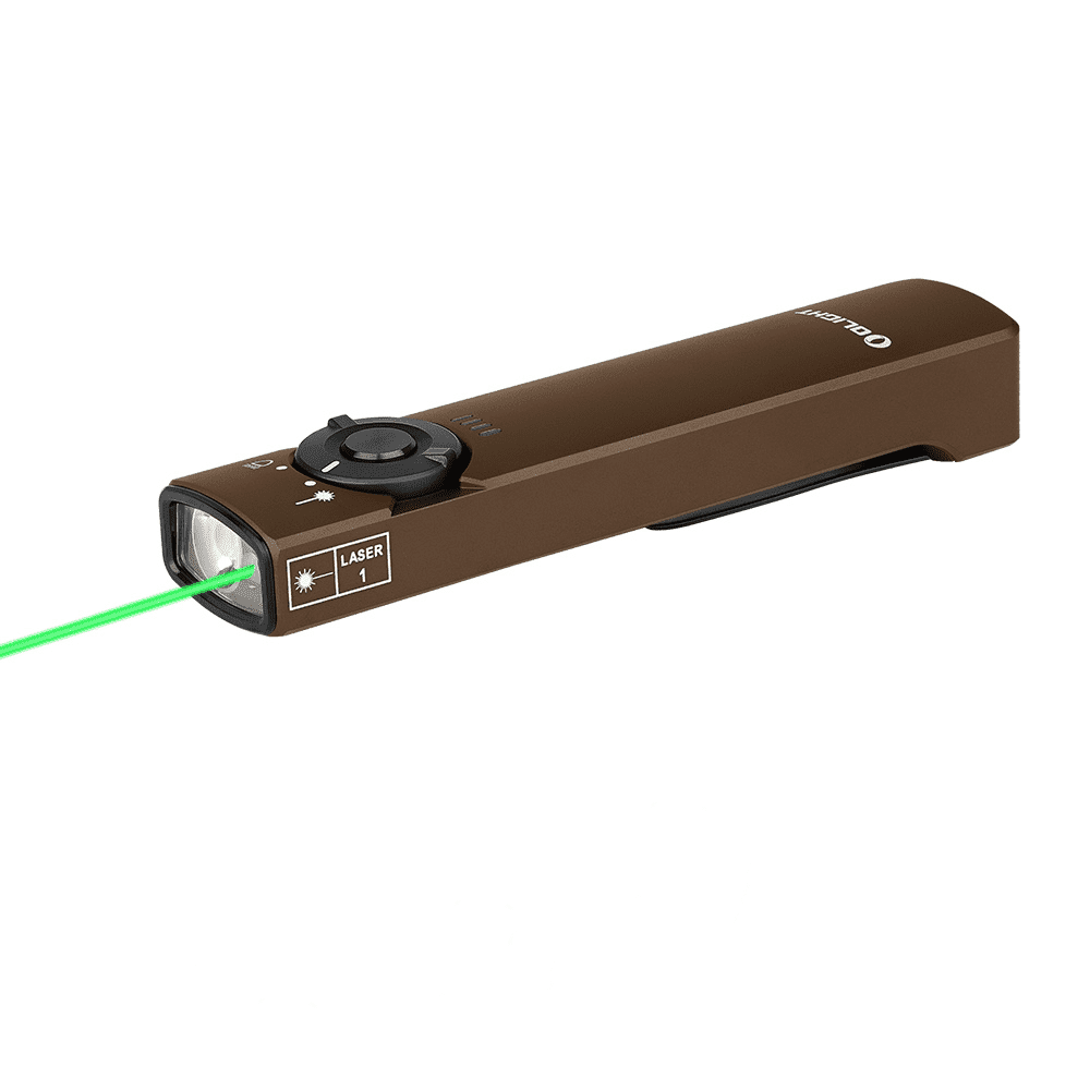 Arkfeld EDC Flat Flashlight, 1000 Lumens LED Light with Green Beam, Rechargeable Battery, Orange