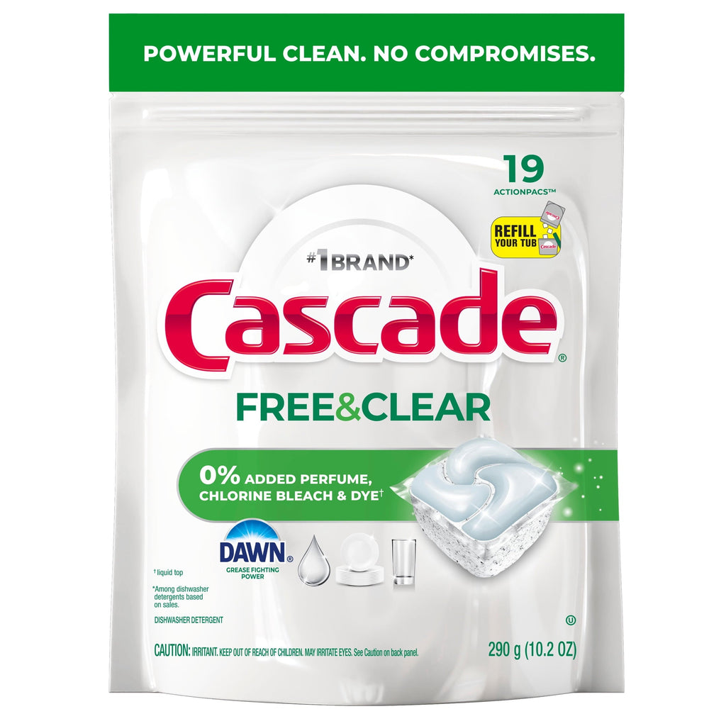 Free & Clear Dishwasher Pods, Dish Detergent Soap, Unscented, 19 Count