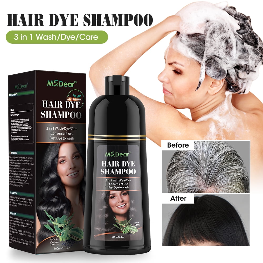 Color Shampoo, Dye Shampoo Coconut Oil Essence Moisturizing 500ml (Coffee)