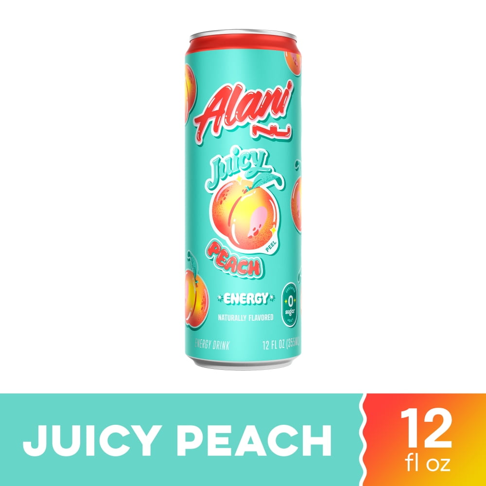 Pack of 2 NU Juicy Peach Energy Drink Can, 12 fl oz (Package May Vary)