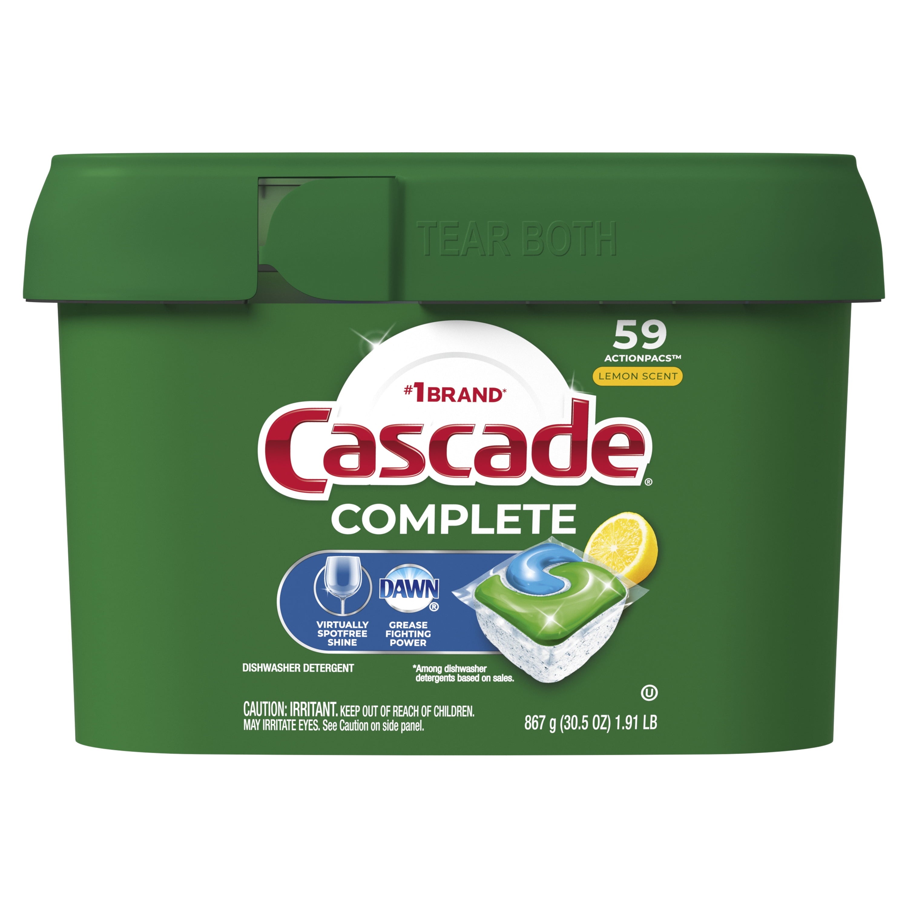 Complete Pods, Action Pacs Dishwasher Detergent, Lemon, 59 Ct